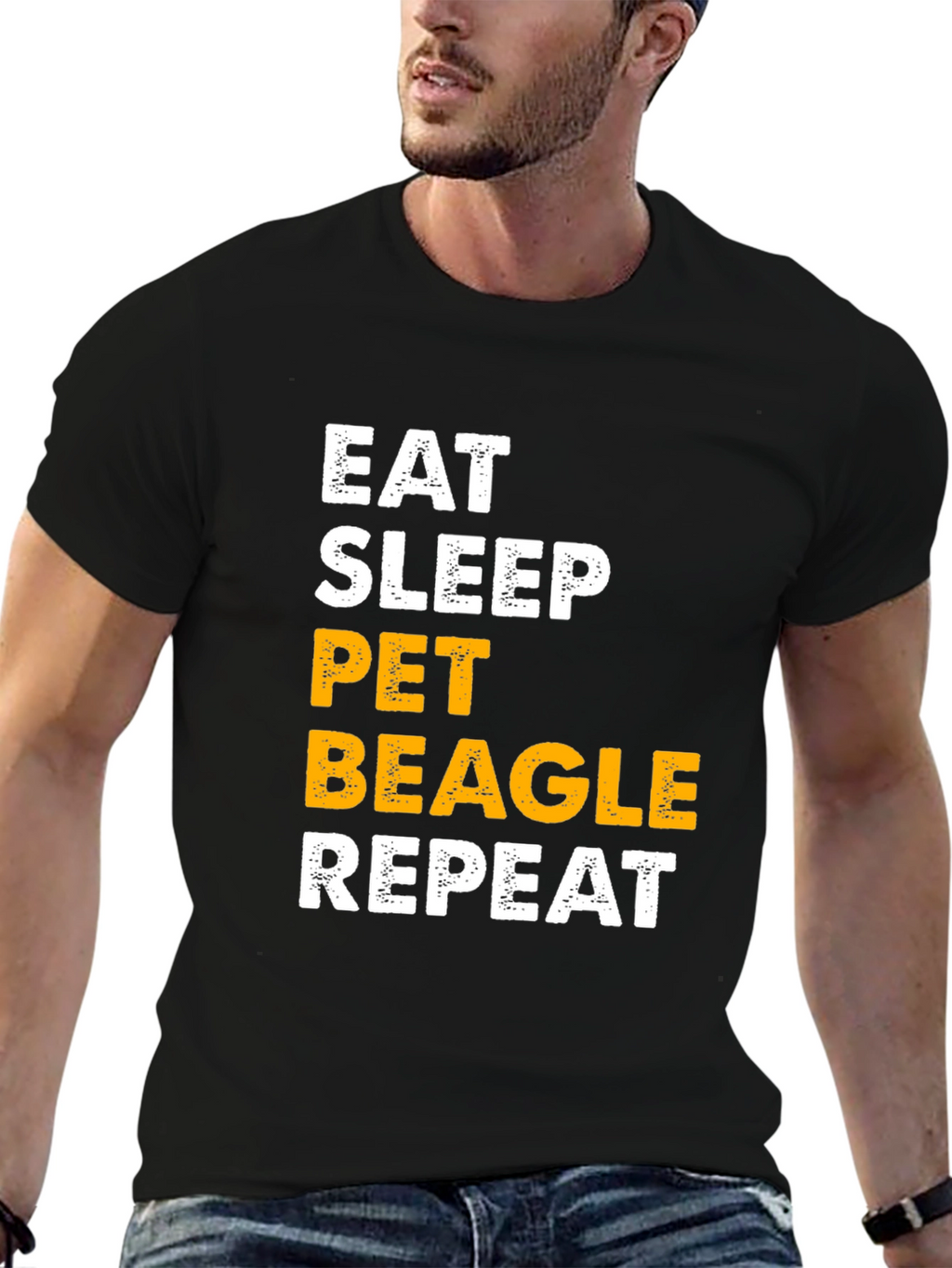 Eat Sleep Pet Beagle Repeat Graphic Tee