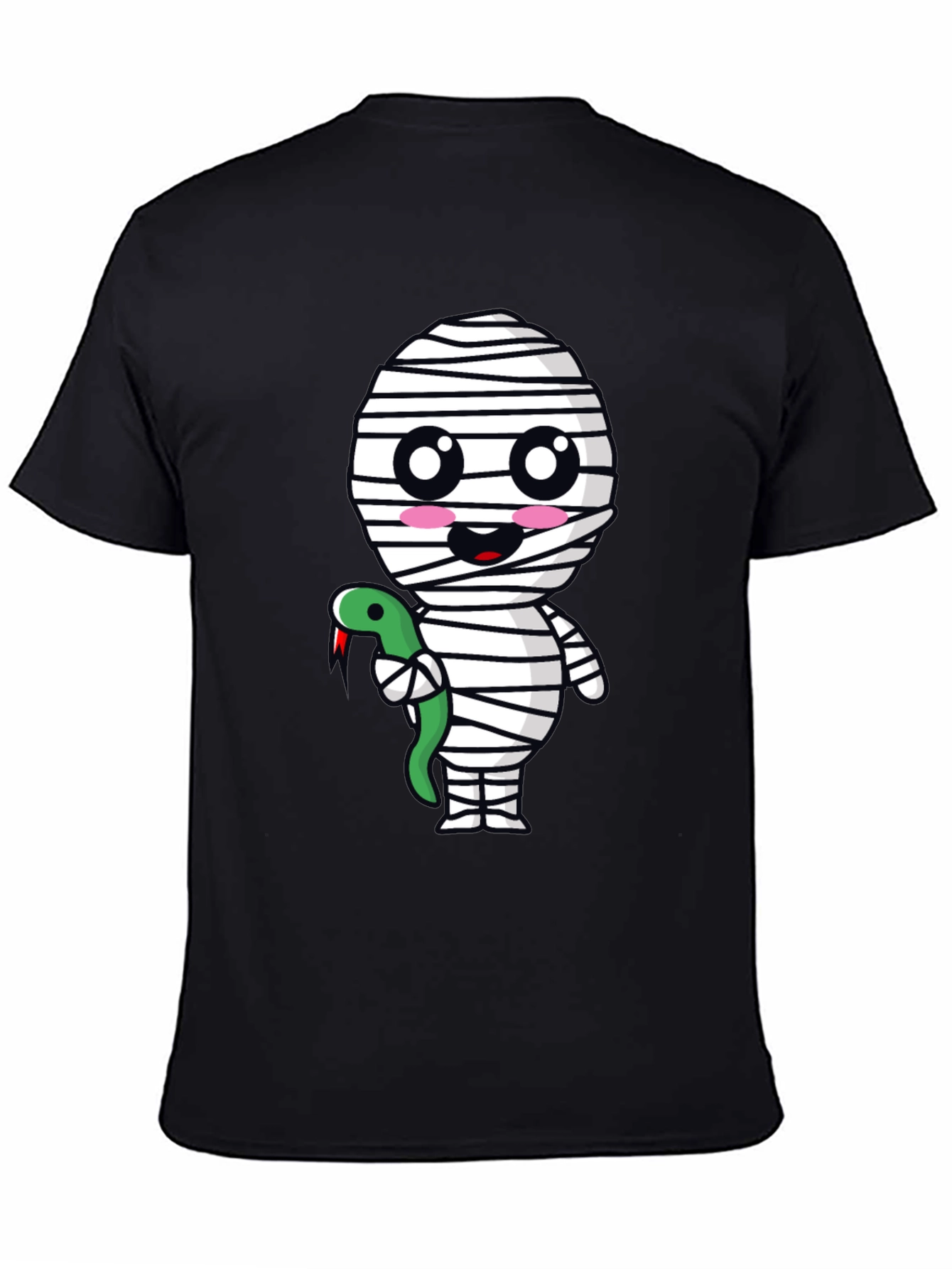 Cute Mummy with Snake Graphic Tee - Halloween Spooky T-Shirt