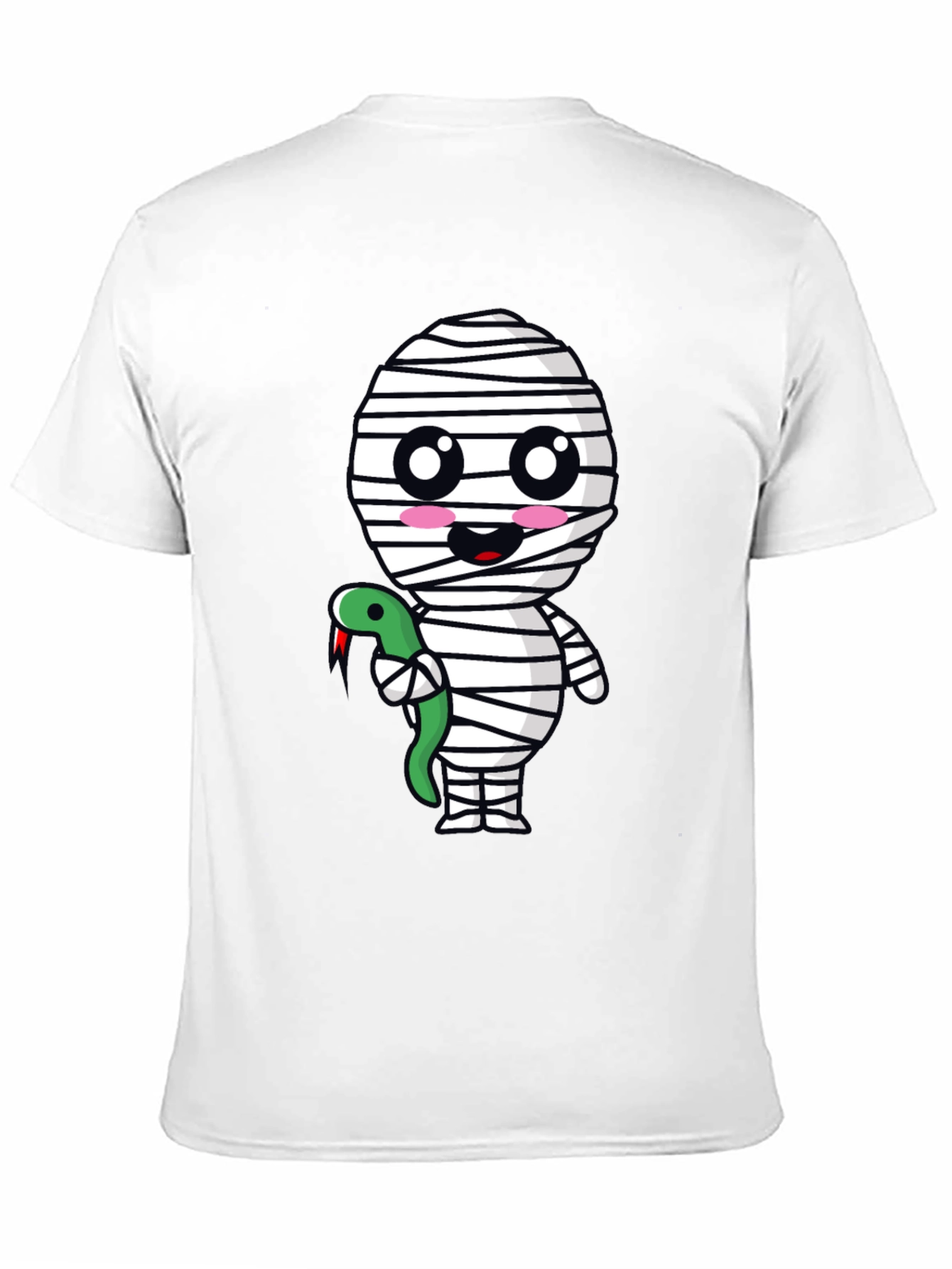 Cute Mummy with Snake Graphic Tee - Halloween Spooky T-Shirt