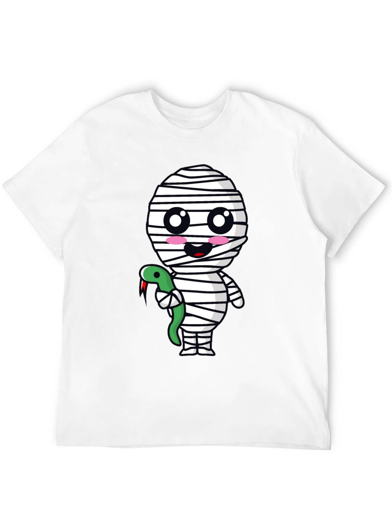 Cute Mummy with Snake Graphic Tee - Halloween Spooky T-Shirt