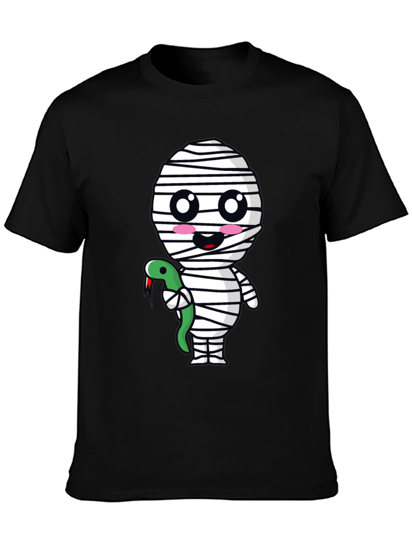 Cute Mummy with Snake Graphic Tee - Halloween Spooky T-Shirt