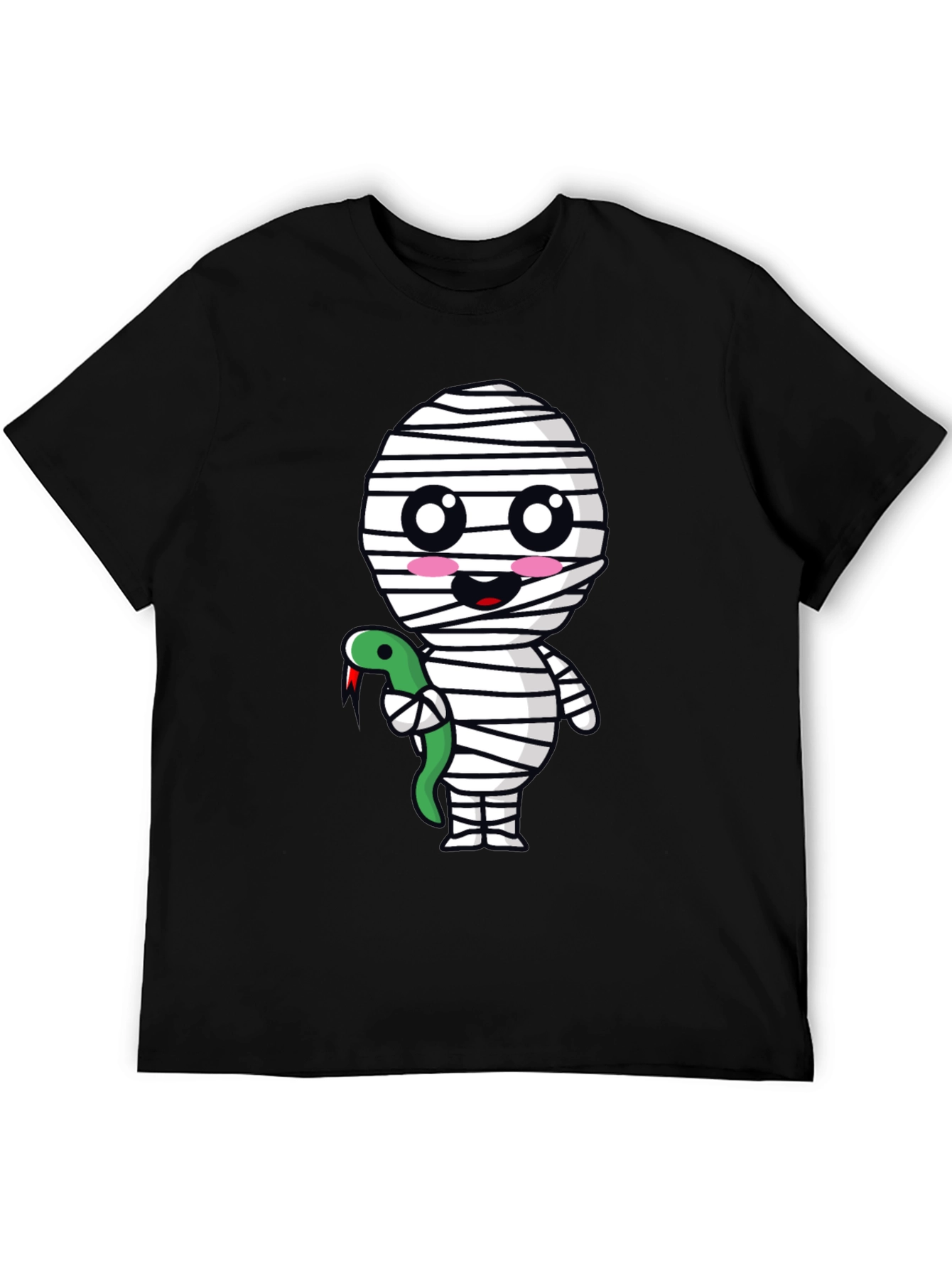 Cute Mummy with Snake Graphic Tee - Halloween Spooky T-Shirt