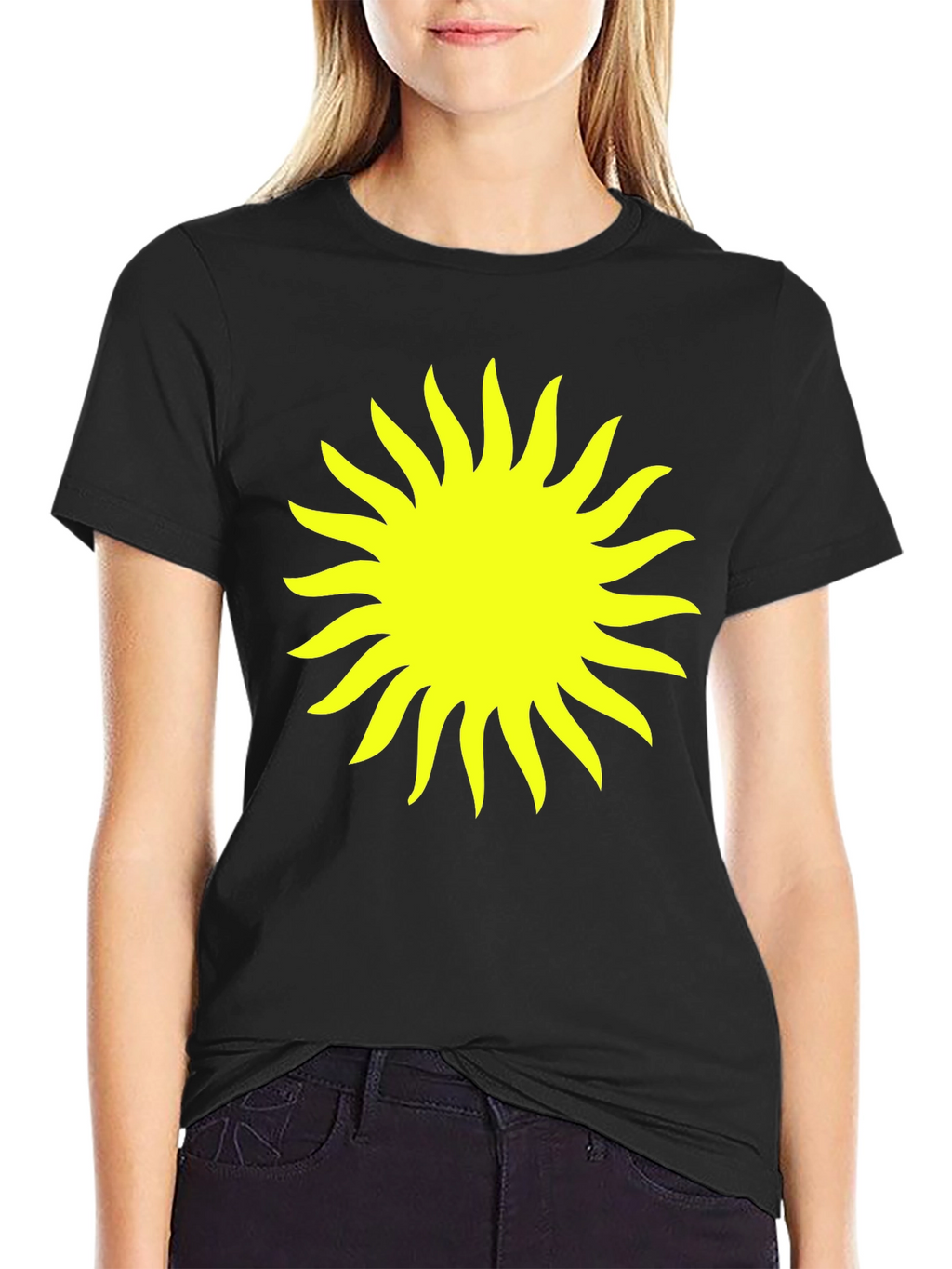 Radiant Sun Graphic Tee - Black Cotton Comfort