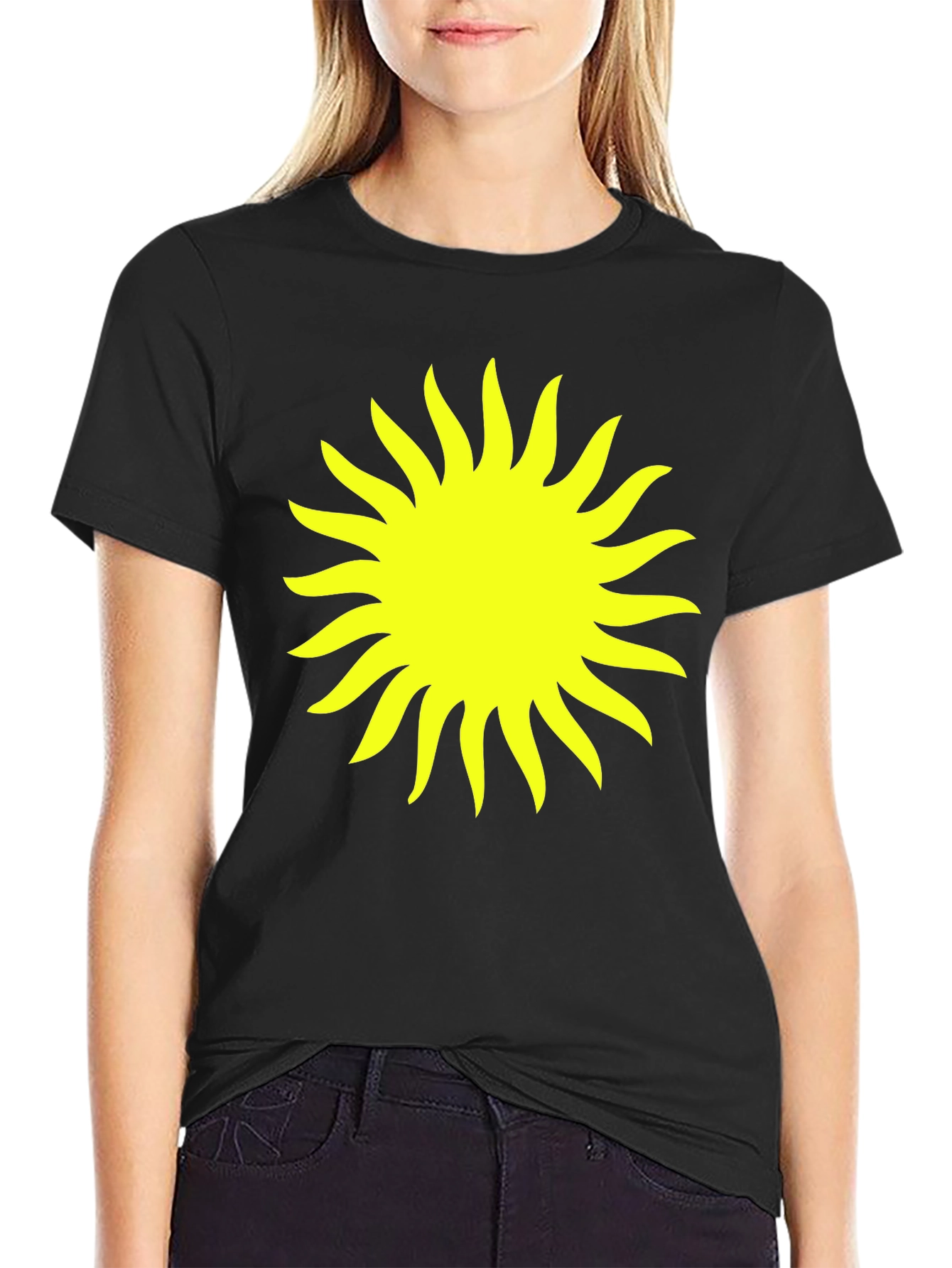 Radiant Sun Graphic Tee - Black Cotton Comfort