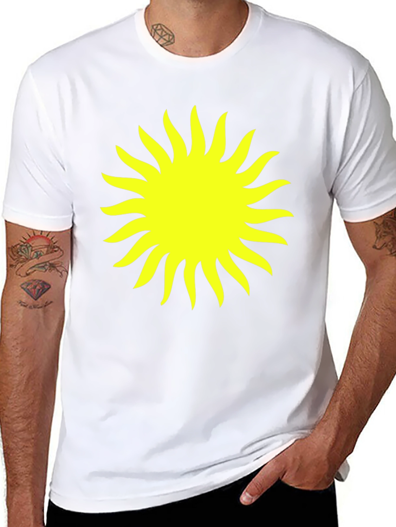 Radiant Sun Graphic Tee - Black Cotton Comfort