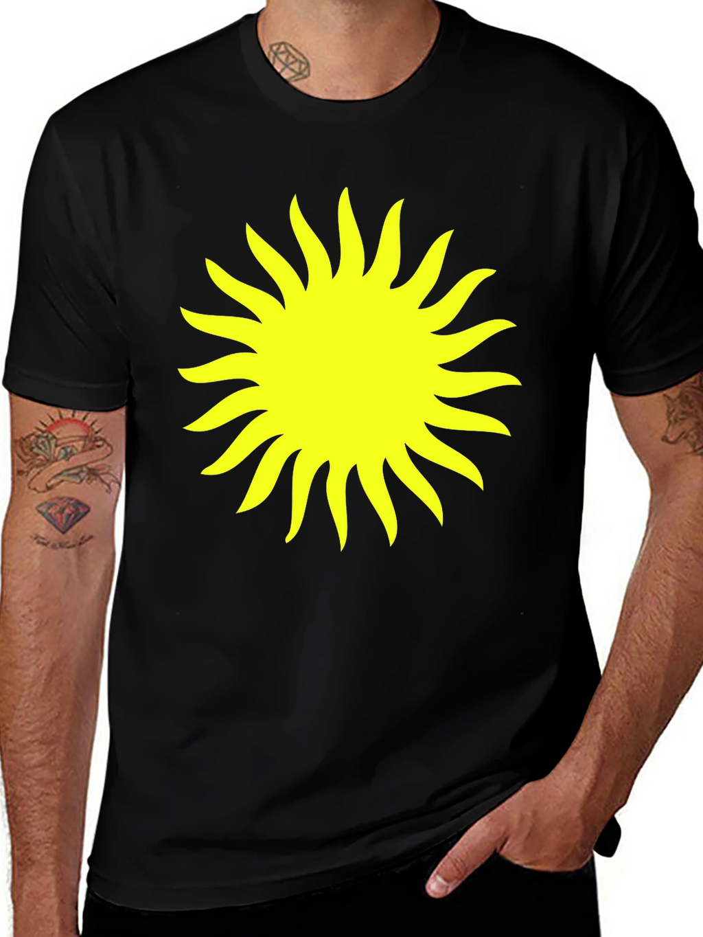 Radiant Sun Graphic Tee - Black Cotton Comfort