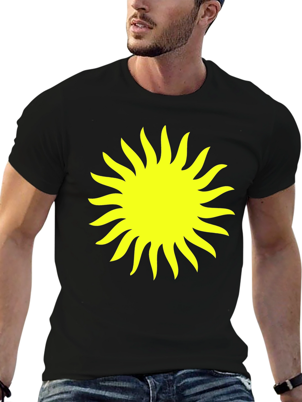 Radiant Sun Graphic Tee - Black Cotton Comfort