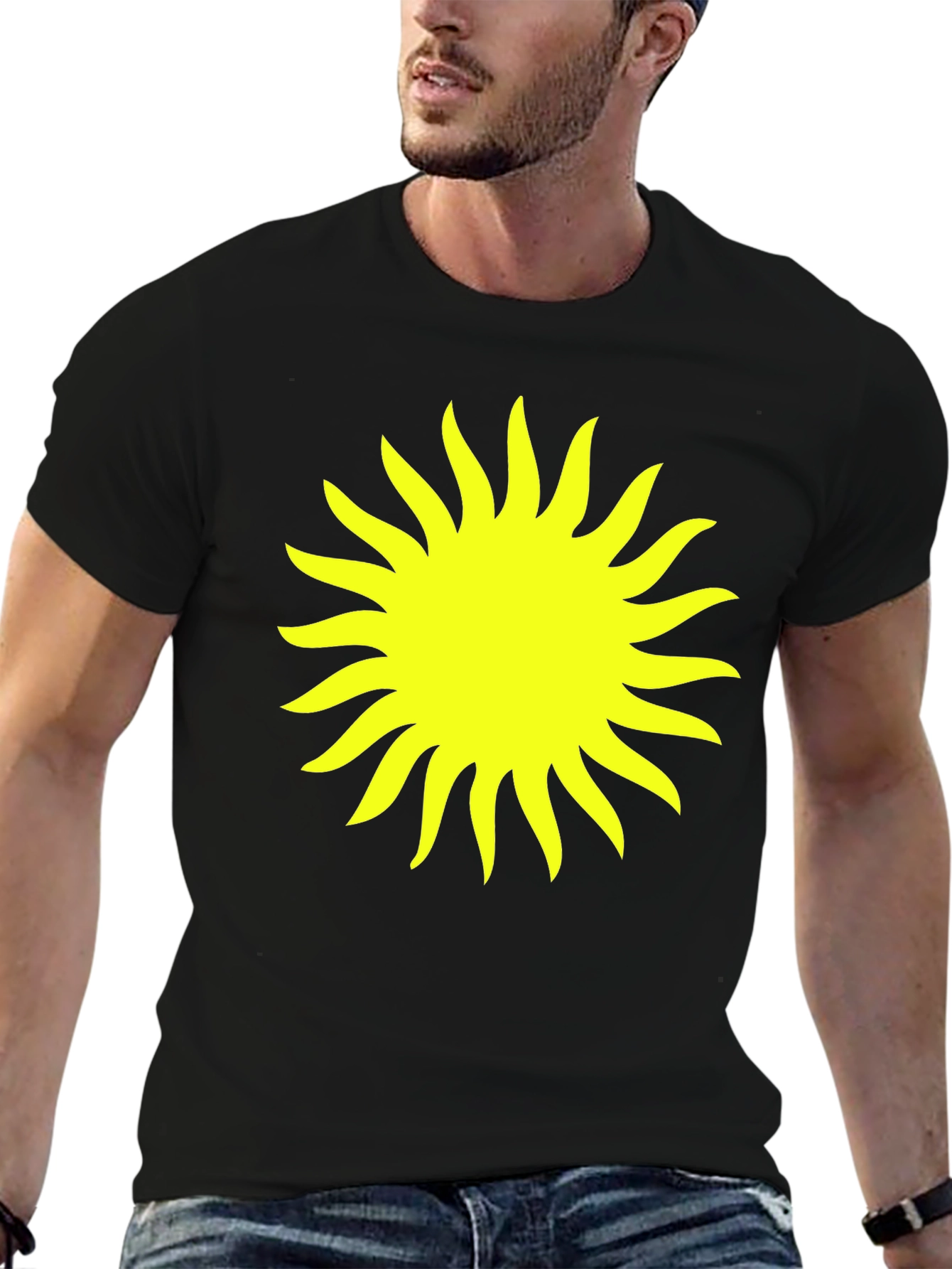 Radiant Sun Graphic Tee - Black Cotton Comfort