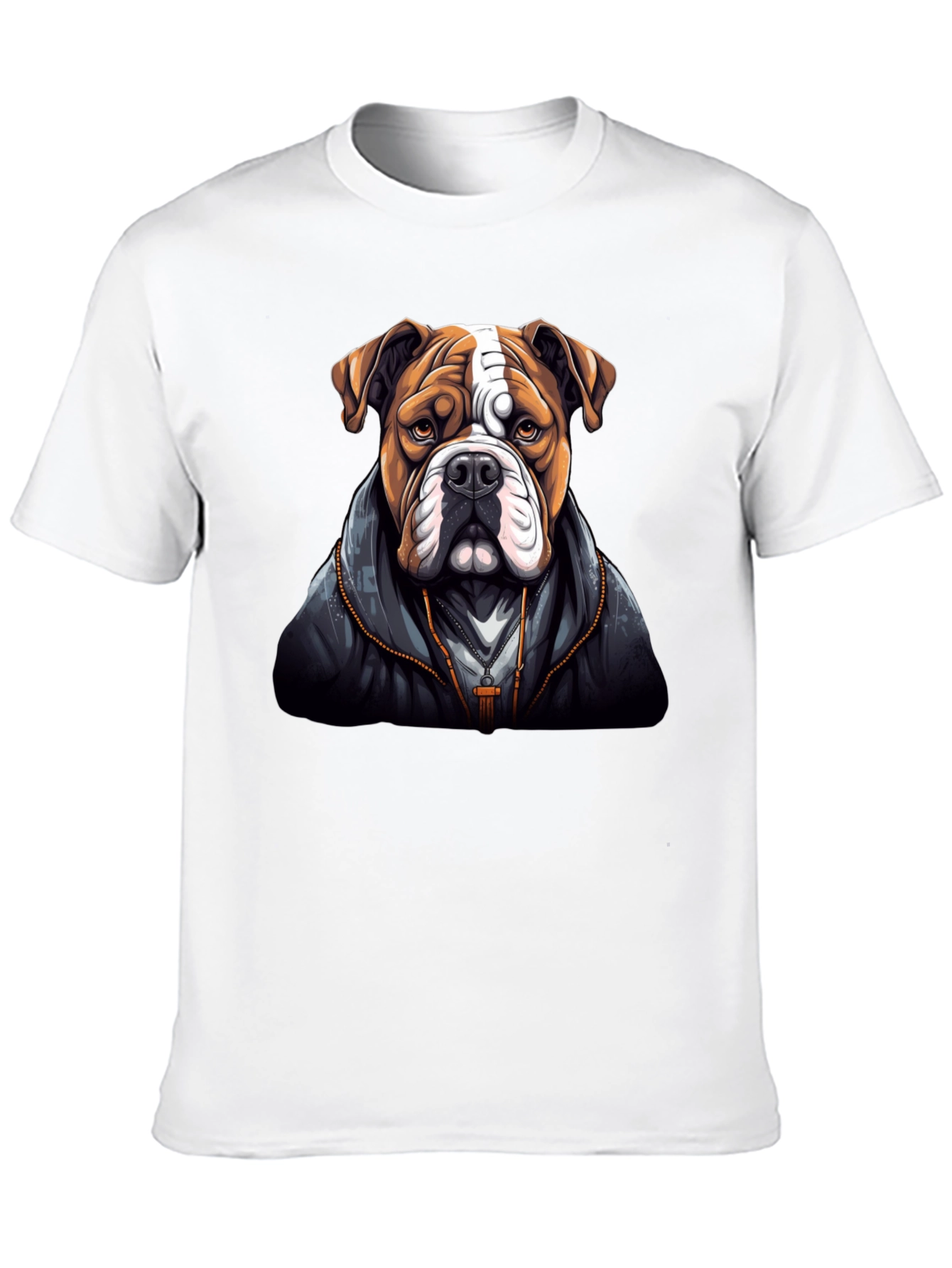 Bulldog in Hoodie Graphic Tee - Cool Dog Lover T-Shirt