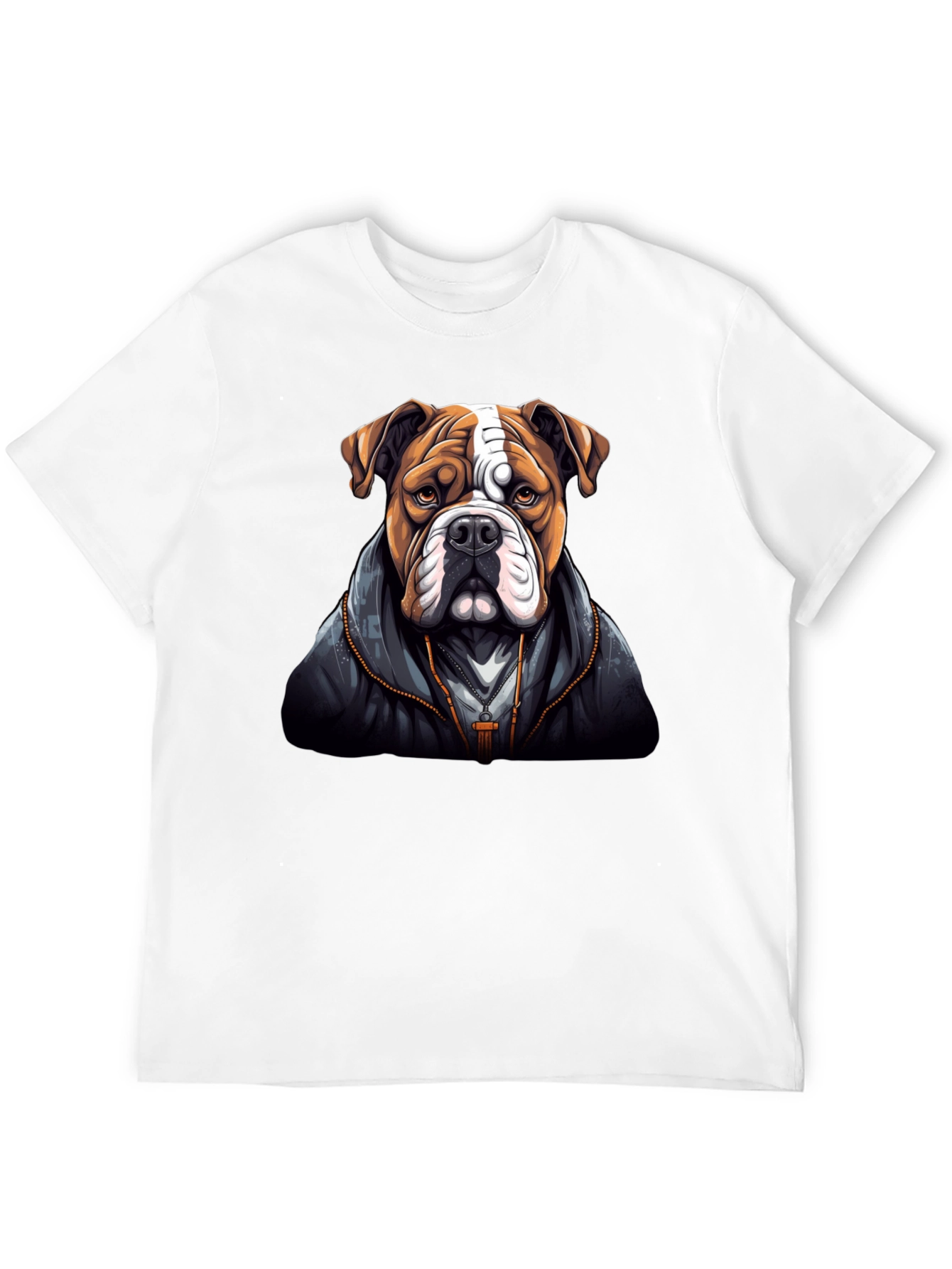 Bulldog in Hoodie Graphic Tee - Cool Dog Lover T-Shirt