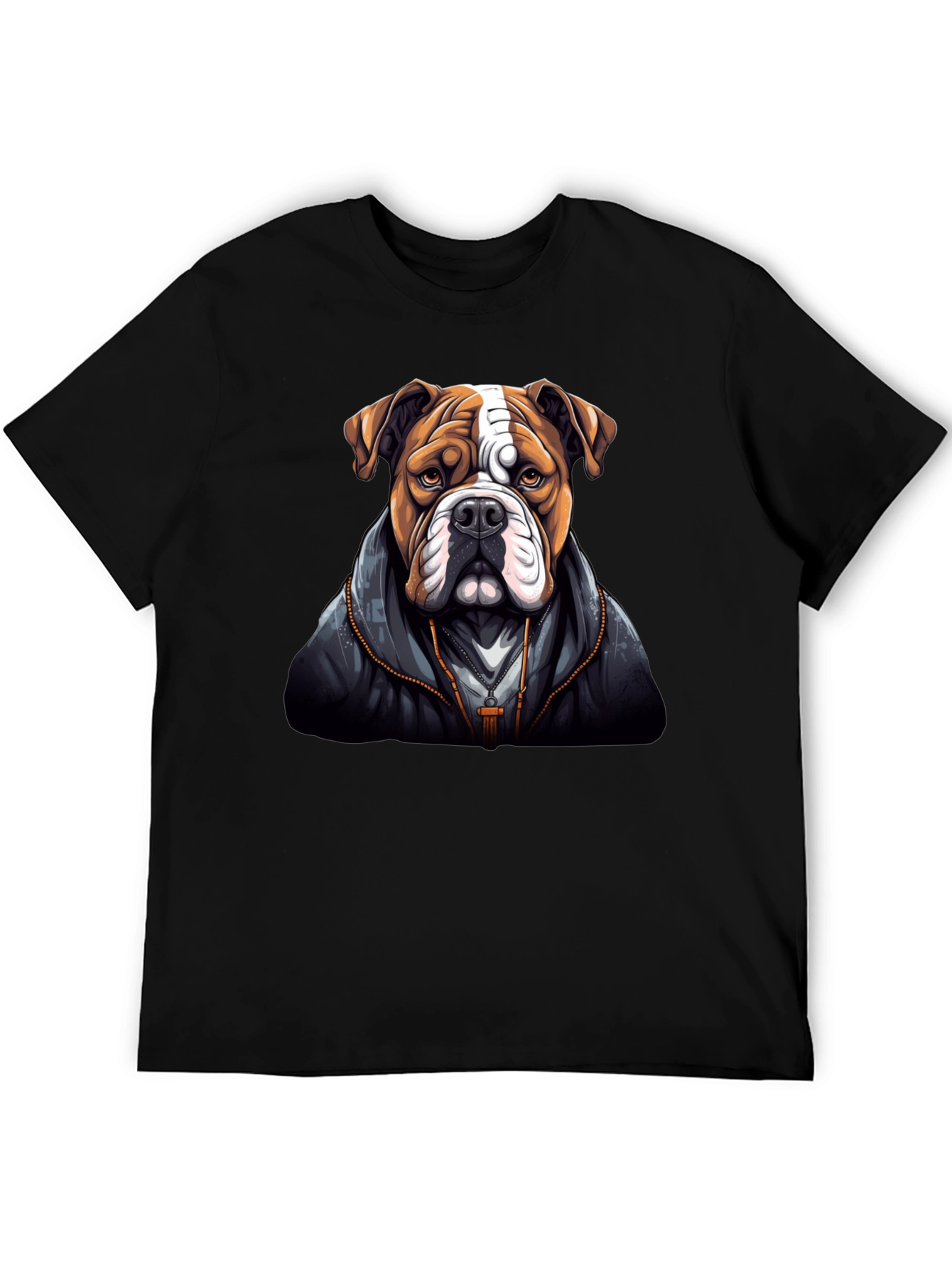 Bulldog in Hoodie Graphic Tee - Cool Dog Lover T-Shirt