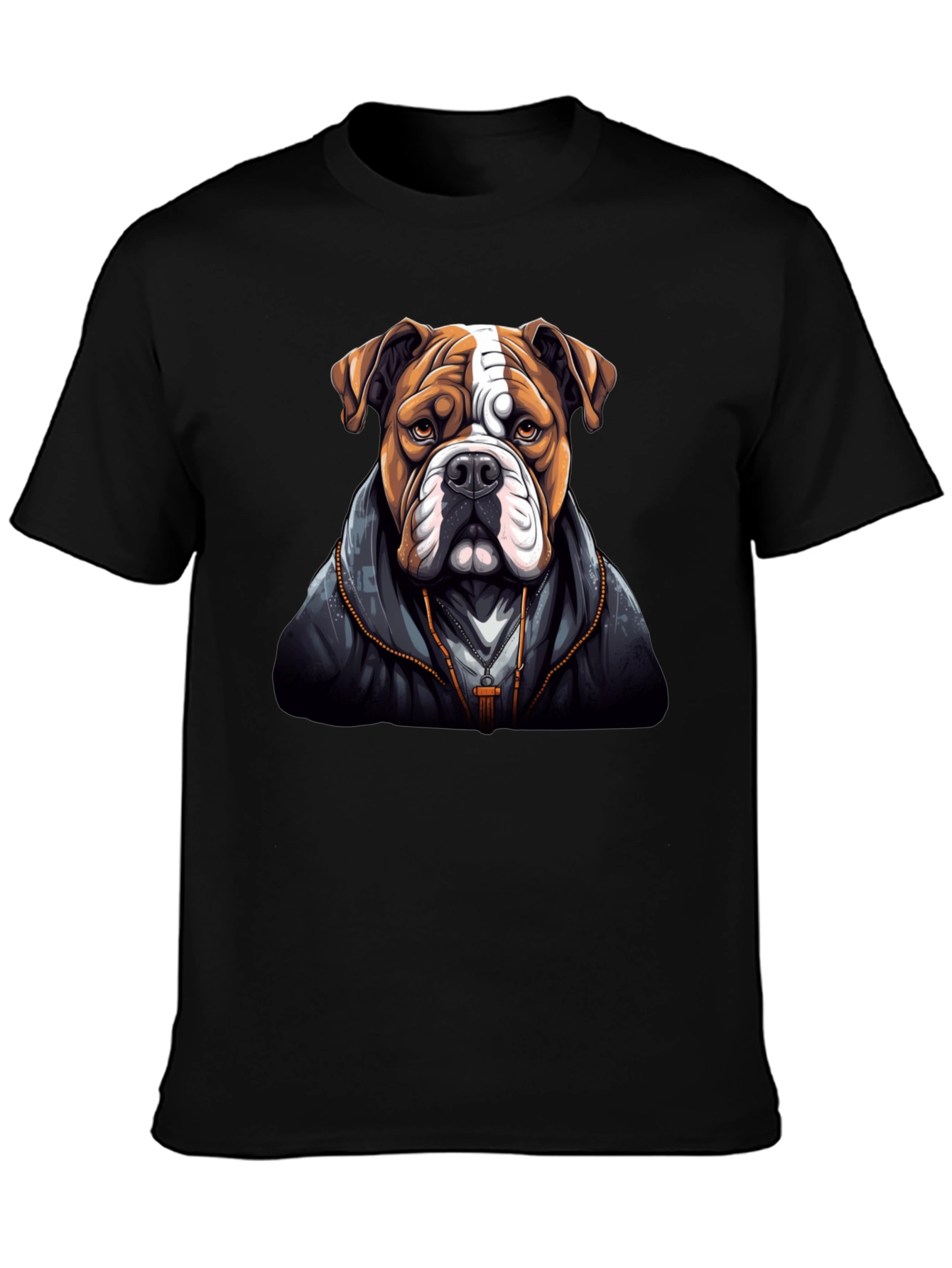 Bulldog in Hoodie Graphic Tee - Cool Dog Lover T-Shirt