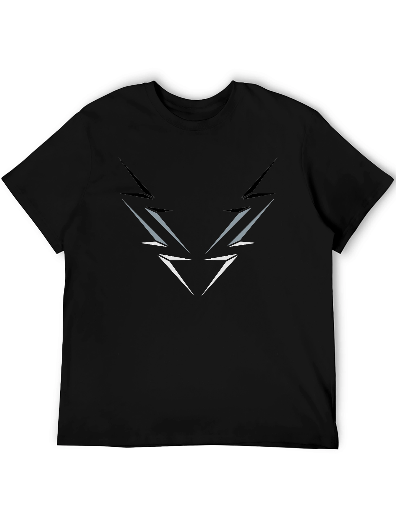 Mens Black T-Shirt with Abstract Lightning Graphic