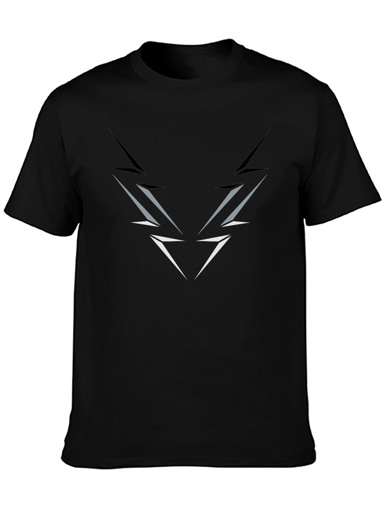 Mens Black T-Shirt with Abstract Lightning Graphic