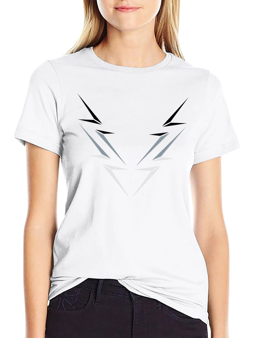 Mens Black T-Shirt with Abstract Lightning Graphic