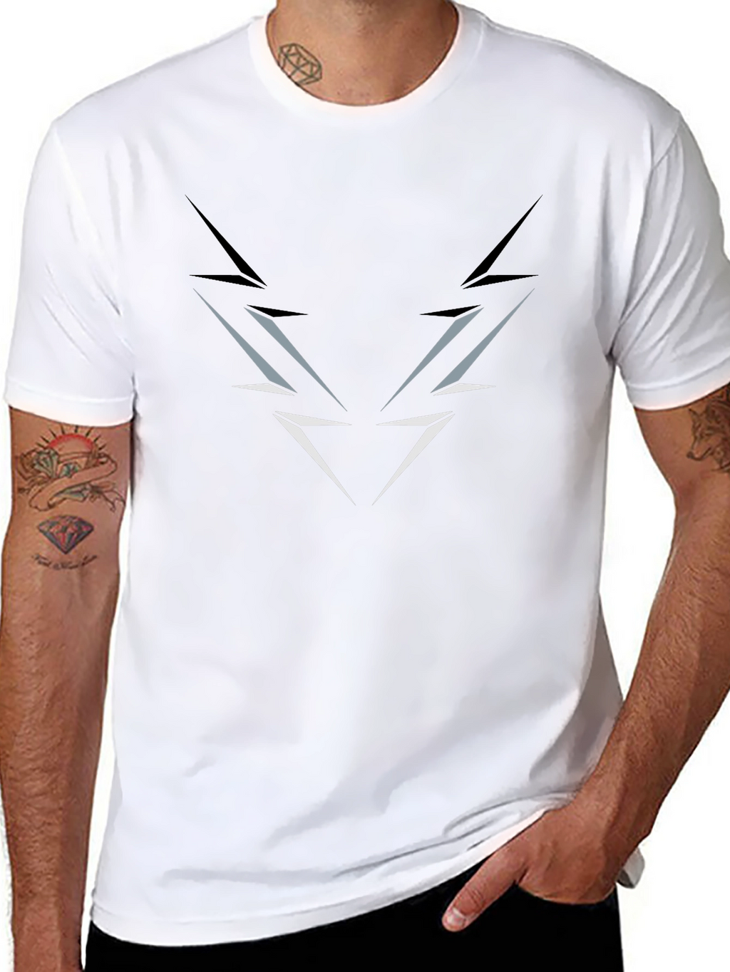 Mens Black T-Shirt with Abstract Lightning Graphic