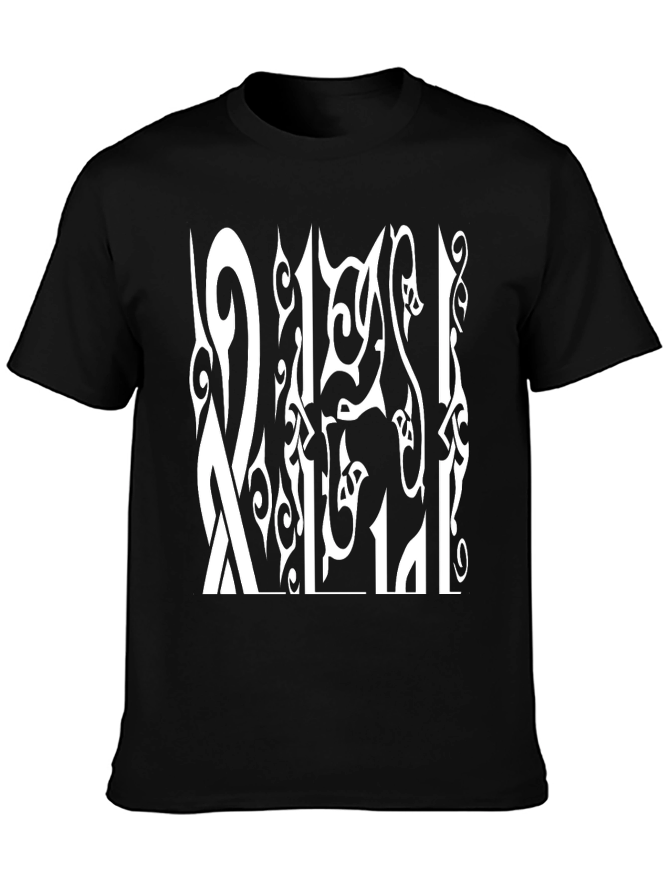 Abstract Graphic Print Tee - Black