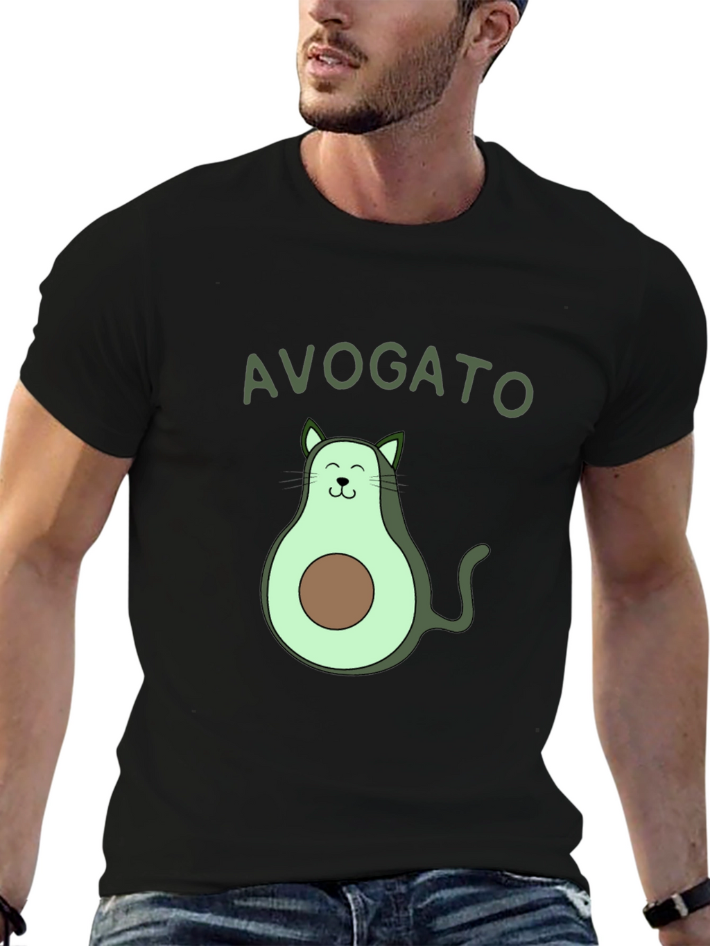 Avogato T-Shirt: Avocado Cat Graphic Tee
