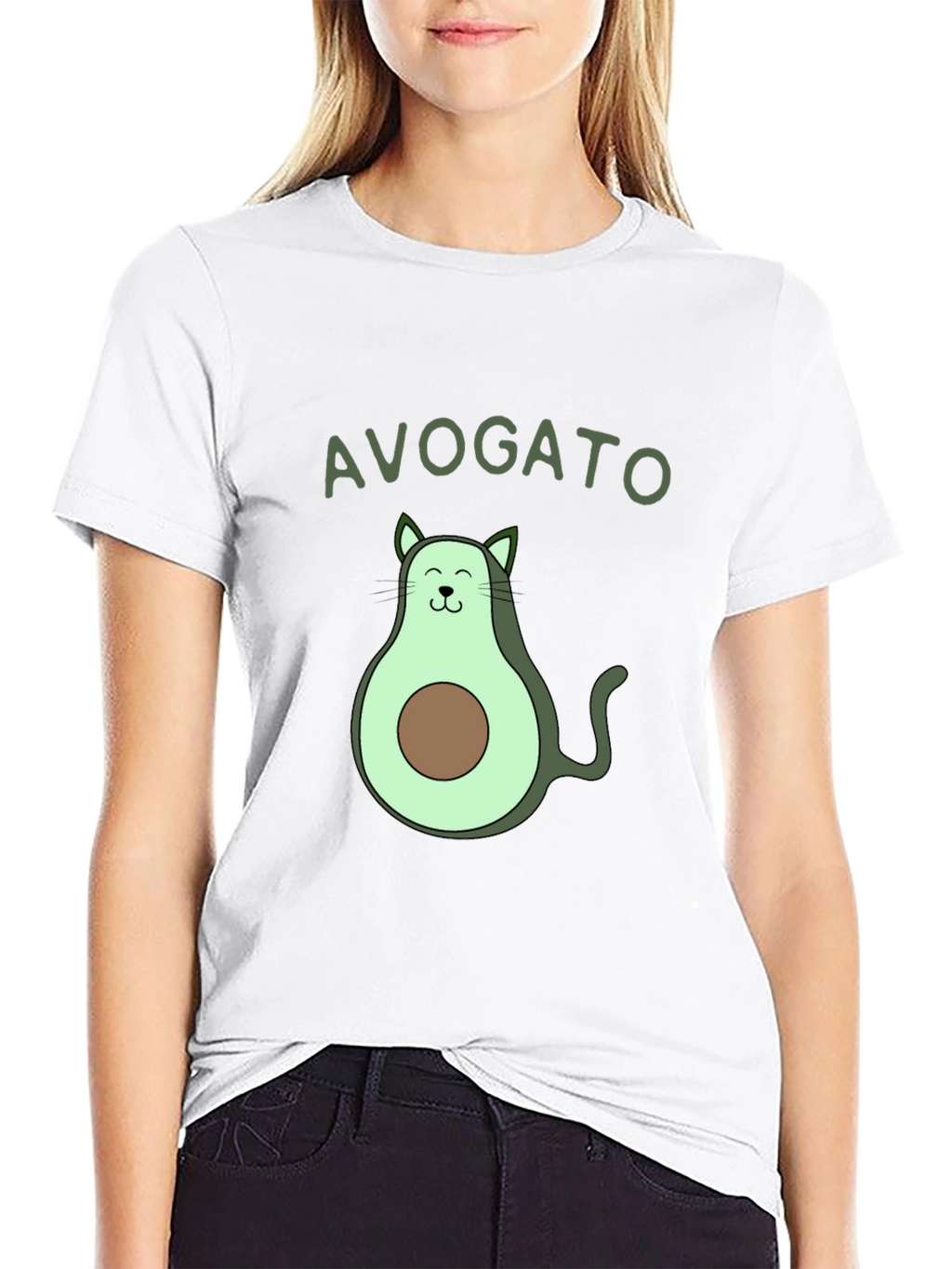 Avogato T-Shirt: Avocado Cat Graphic Tee