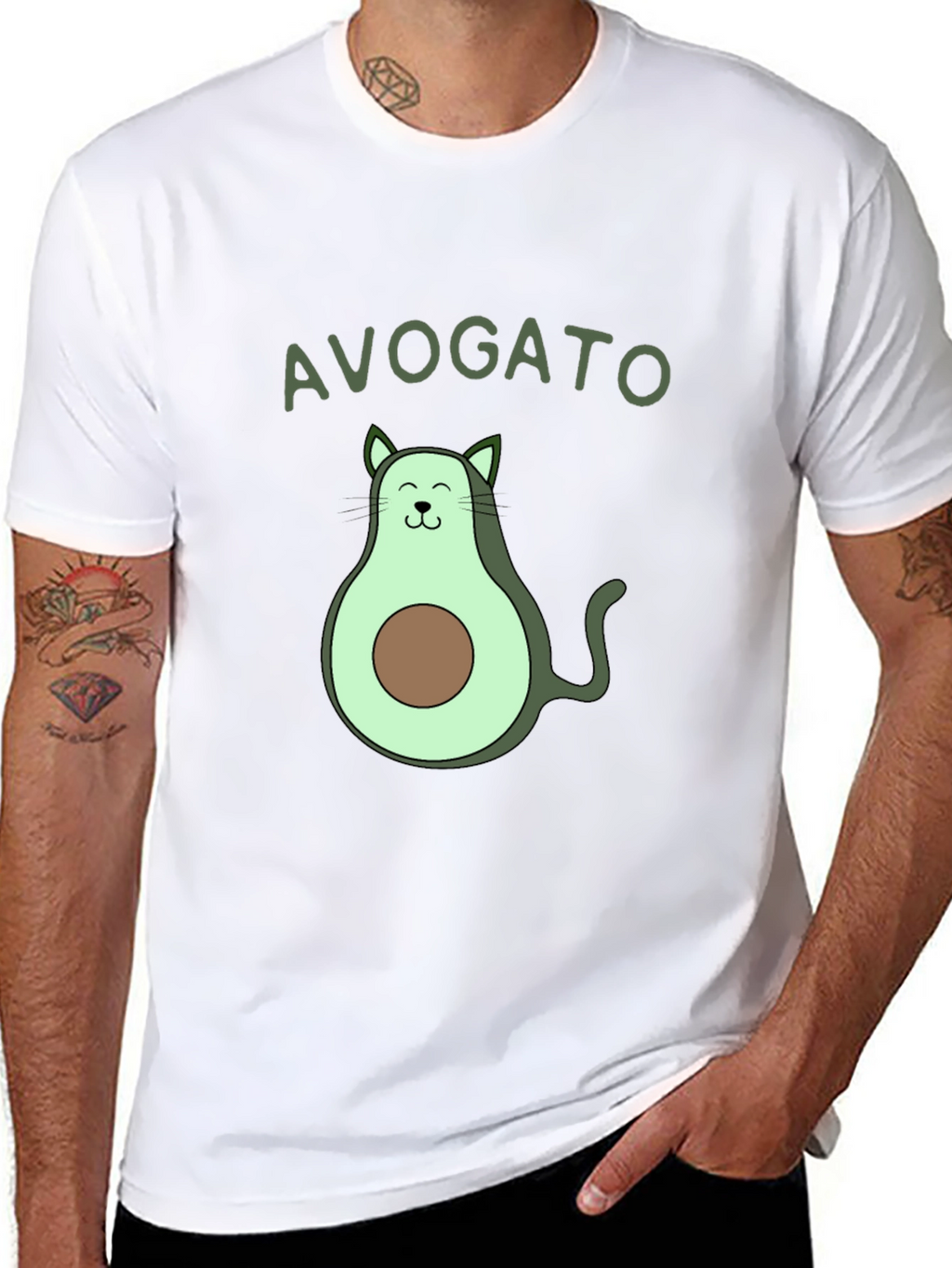 Avogato T-Shirt: Avocado Cat Graphic Tee