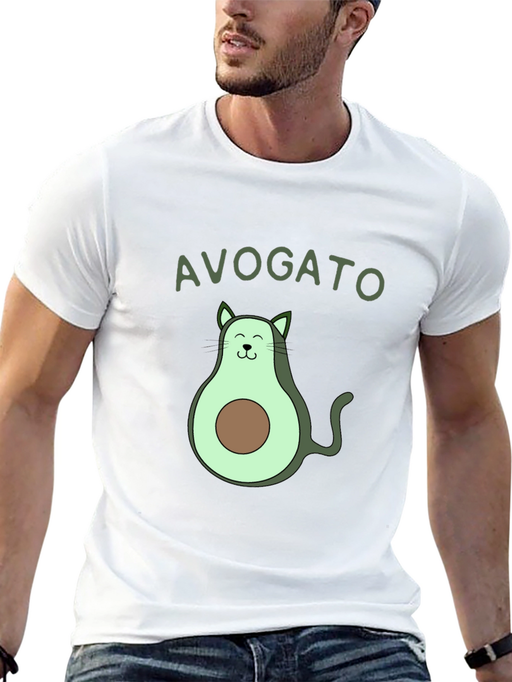 Avogato T-Shirt: Avocado Cat Graphic Tee
