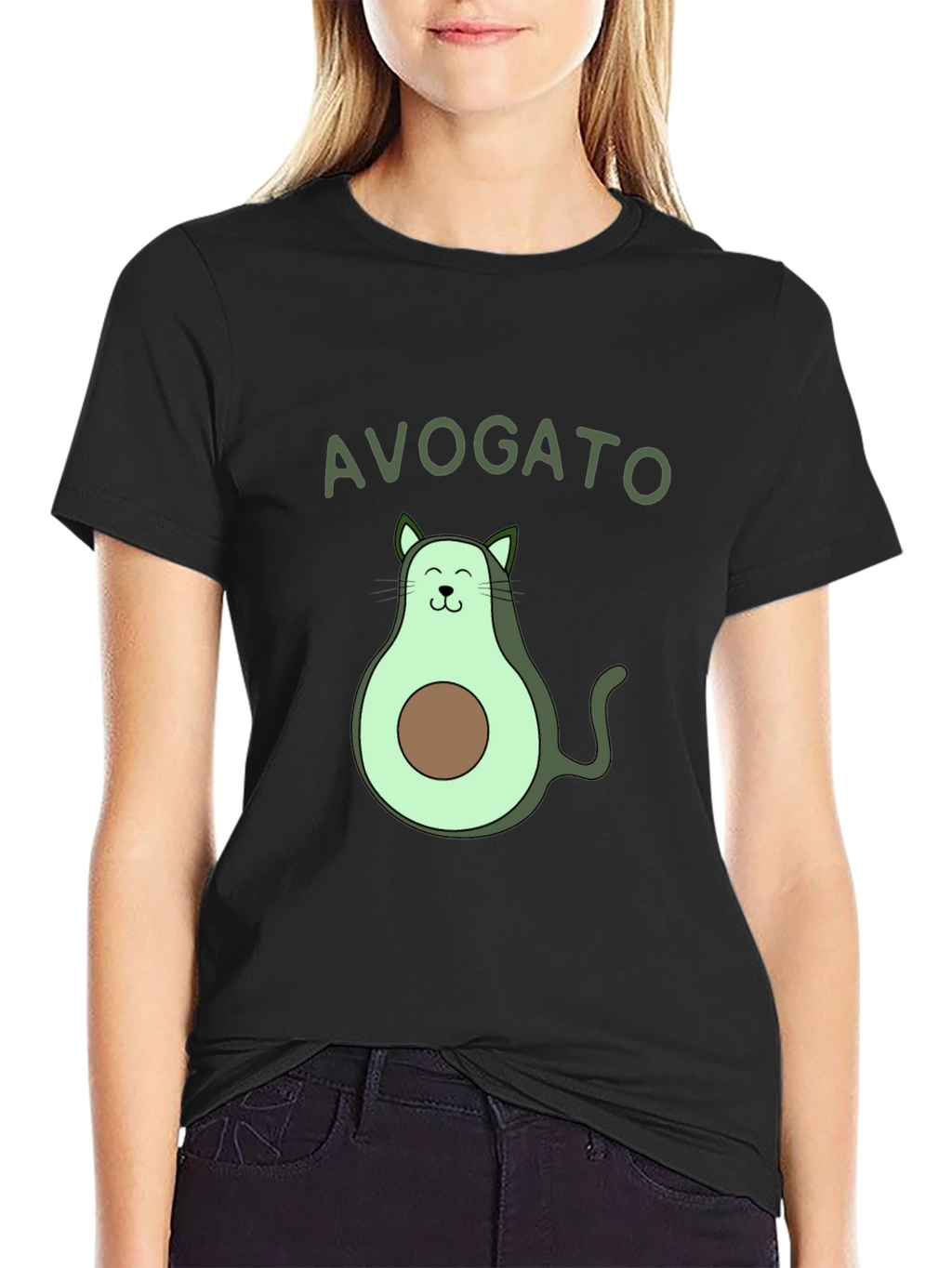Avogato T-Shirt: Avocado Cat Graphic Tee