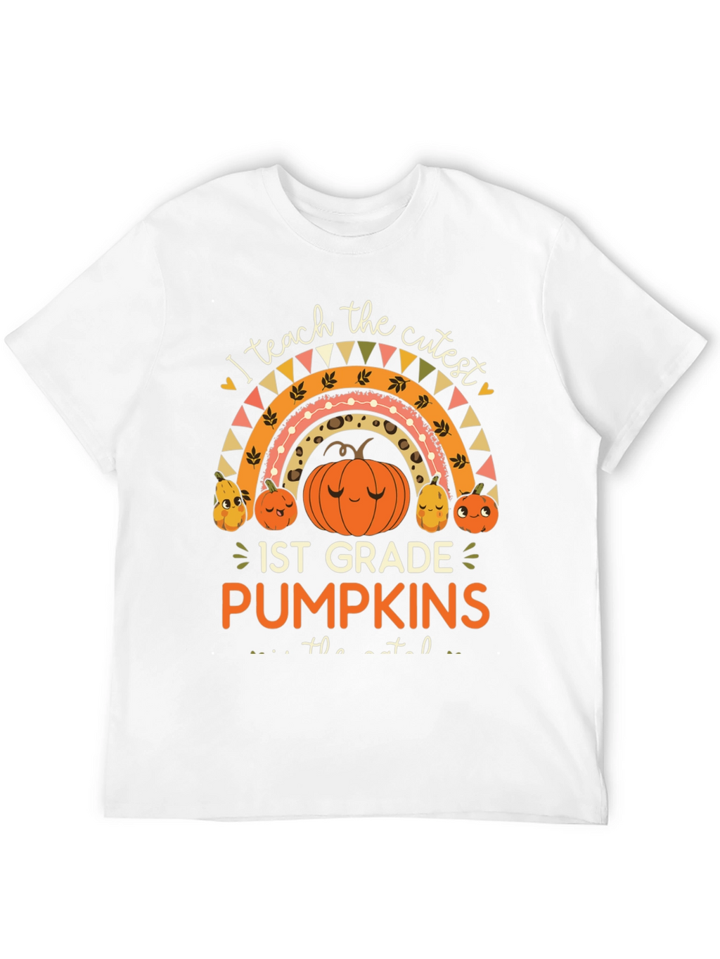 Cute 1st Grade Teacher Pumpkin Rainbow T-Shirt