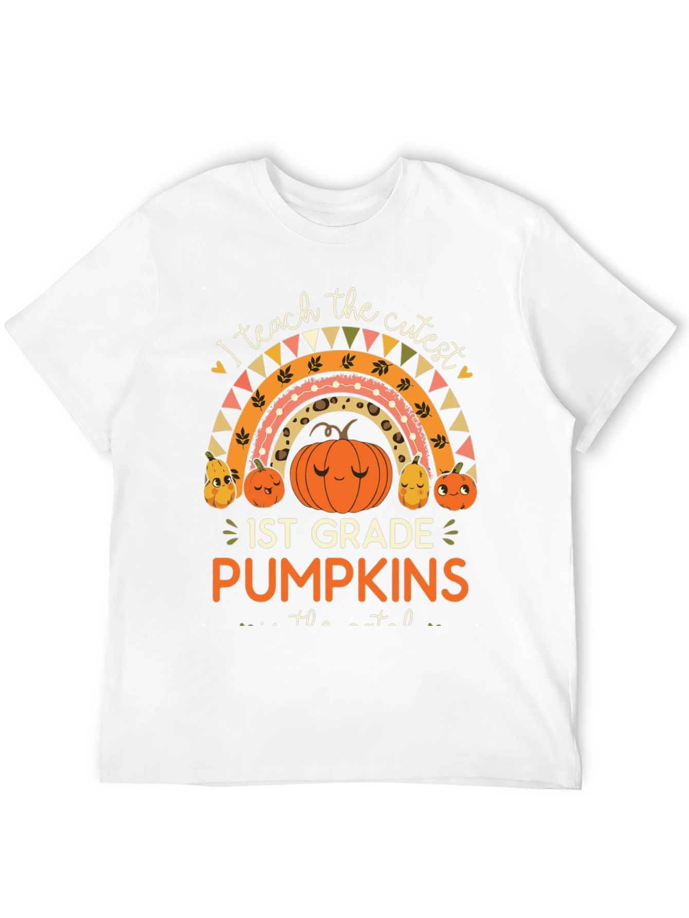 Cute 1st Grade Teacher Pumpkin Rainbow T-Shirt