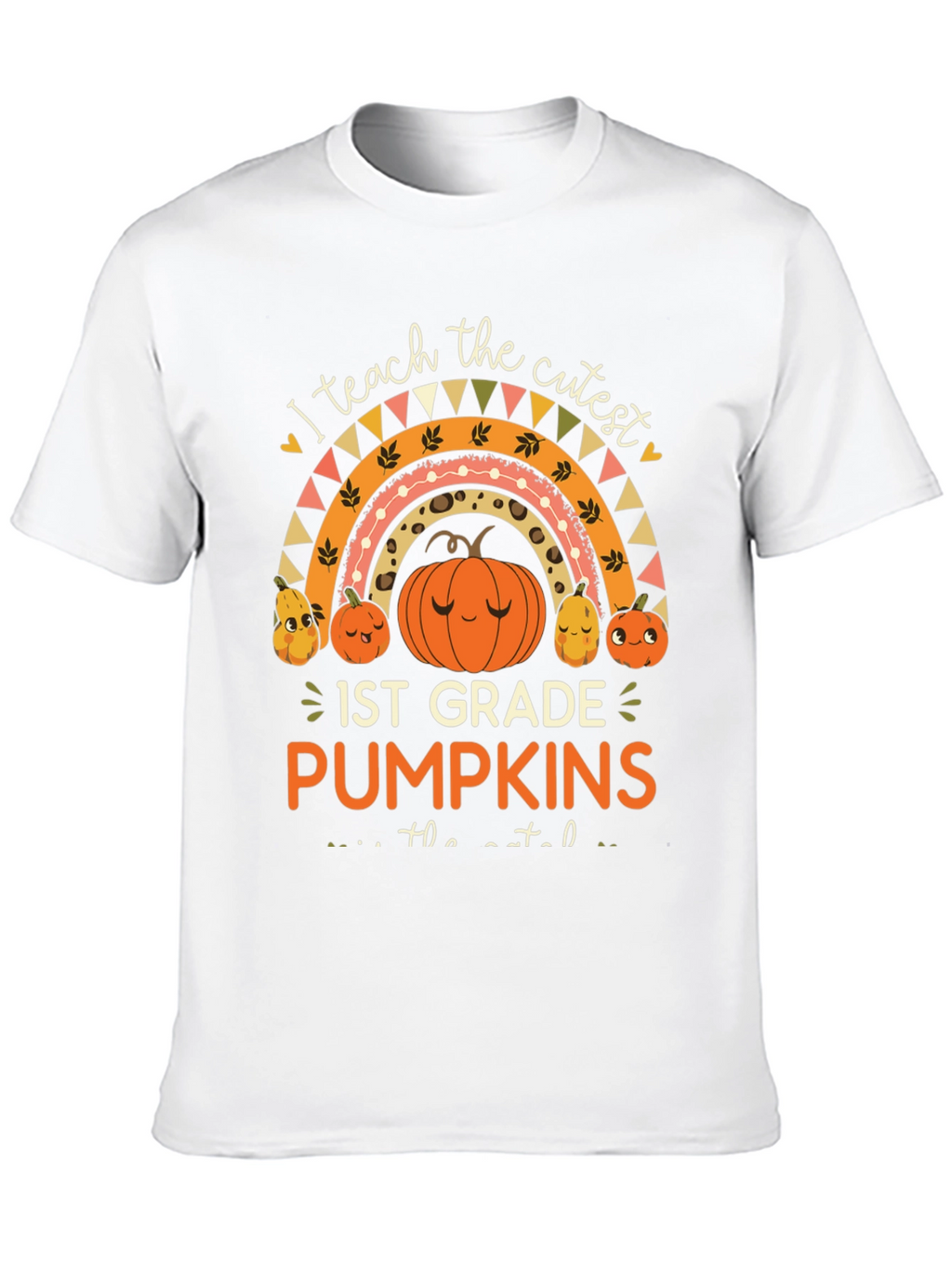 Cute 1st Grade Teacher Pumpkin Rainbow T-Shirt