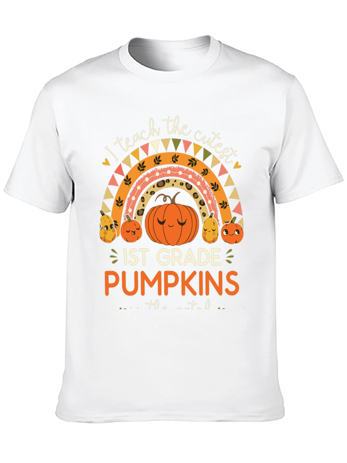 Cute 1st Grade Teacher Pumpkin Rainbow T-Shirt