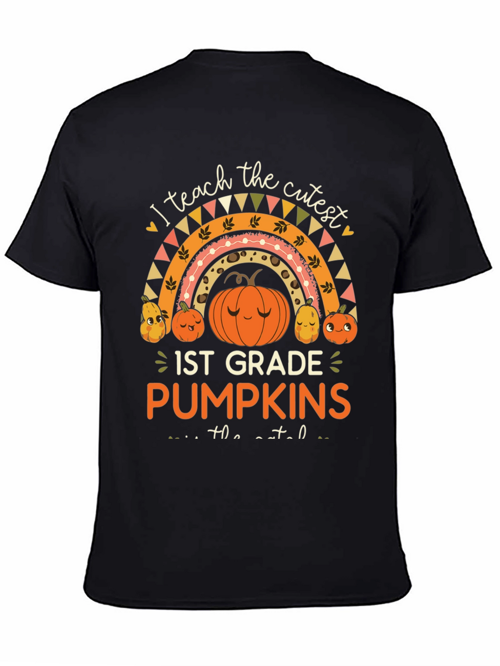 Cute 1st Grade Teacher Pumpkin Rainbow T-Shirt