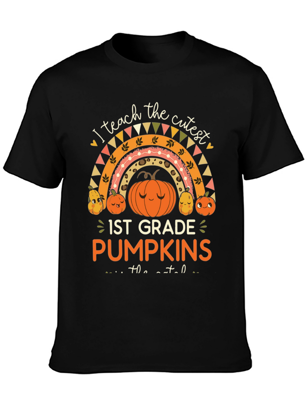 Cute 1st Grade Teacher Pumpkin Rainbow T-Shirt