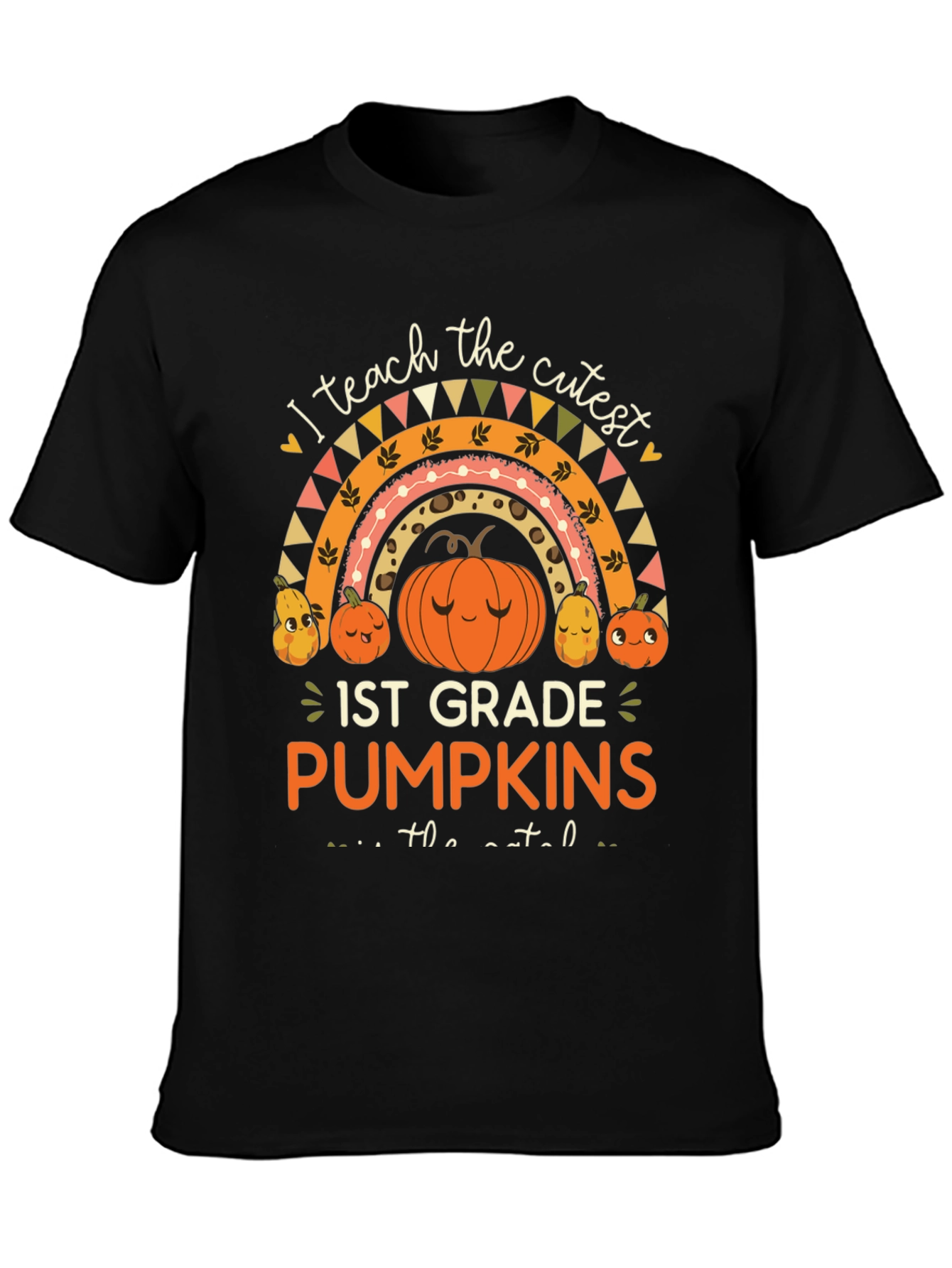 Cute 1st Grade Teacher Pumpkin Rainbow T-Shirt