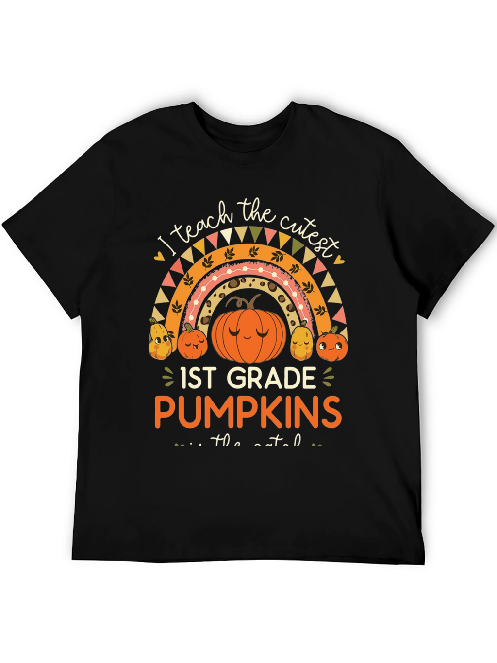 Cute 1st Grade Teacher Pumpkin Rainbow T-Shirt