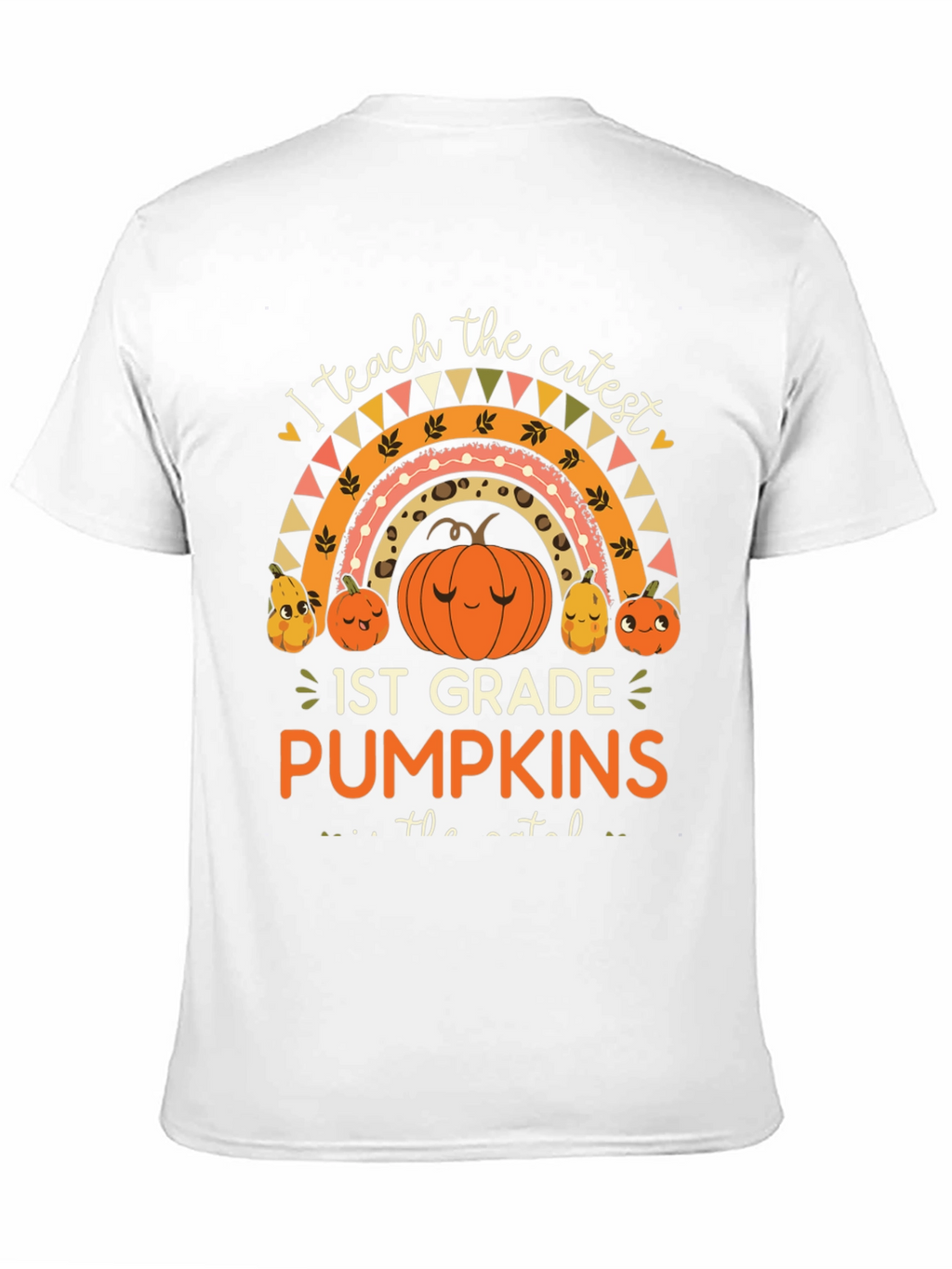 Cute 1st Grade Teacher Pumpkin Rainbow T-Shirt