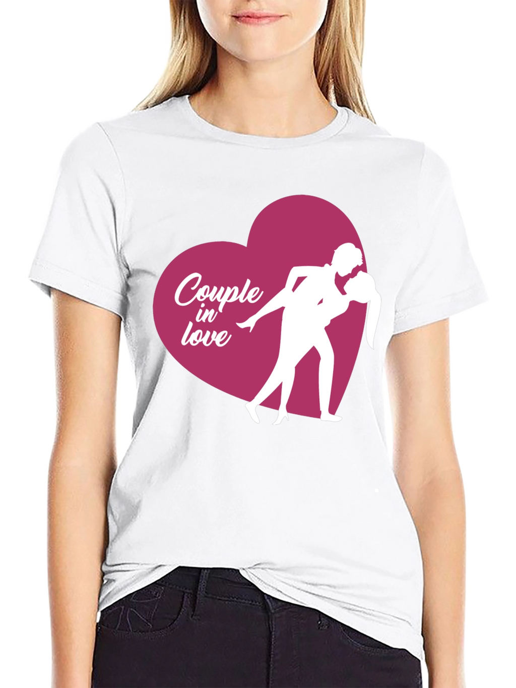Couple in Love Graphic T-Shirt - Black