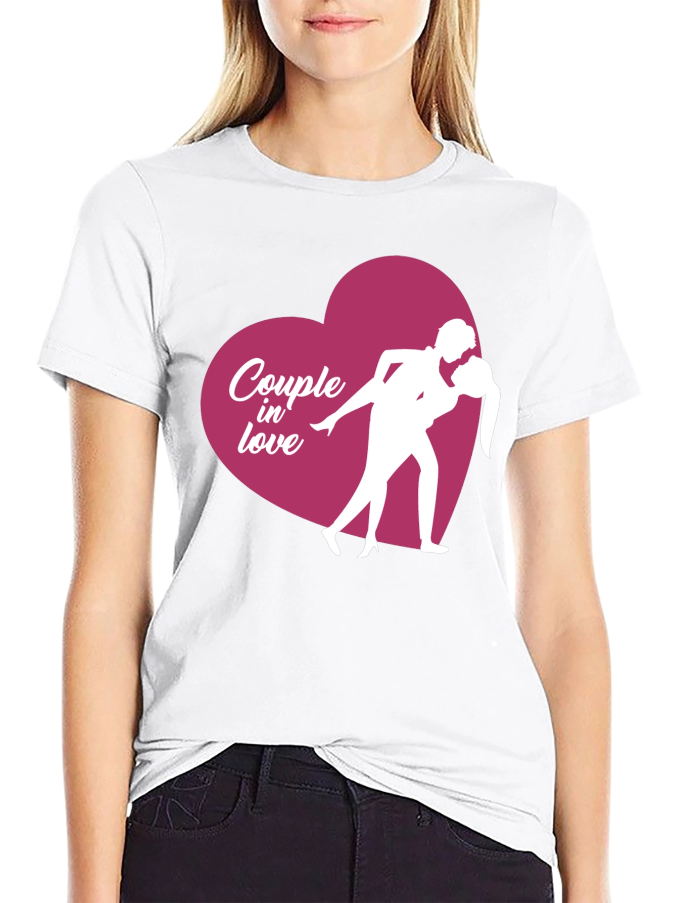Couple in Love Graphic T-Shirt - Black