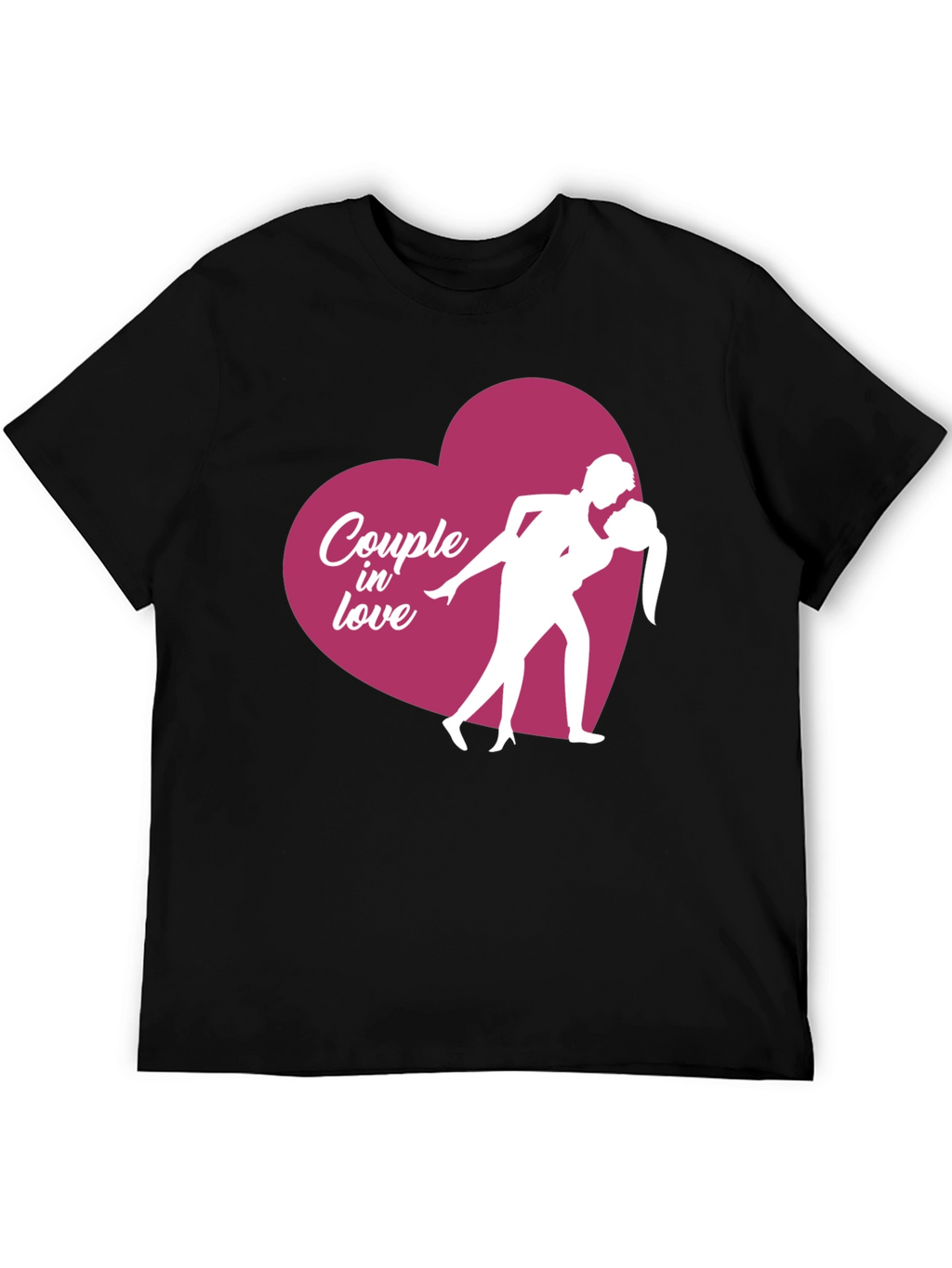 Couple in Love Graphic T-Shirt - Black