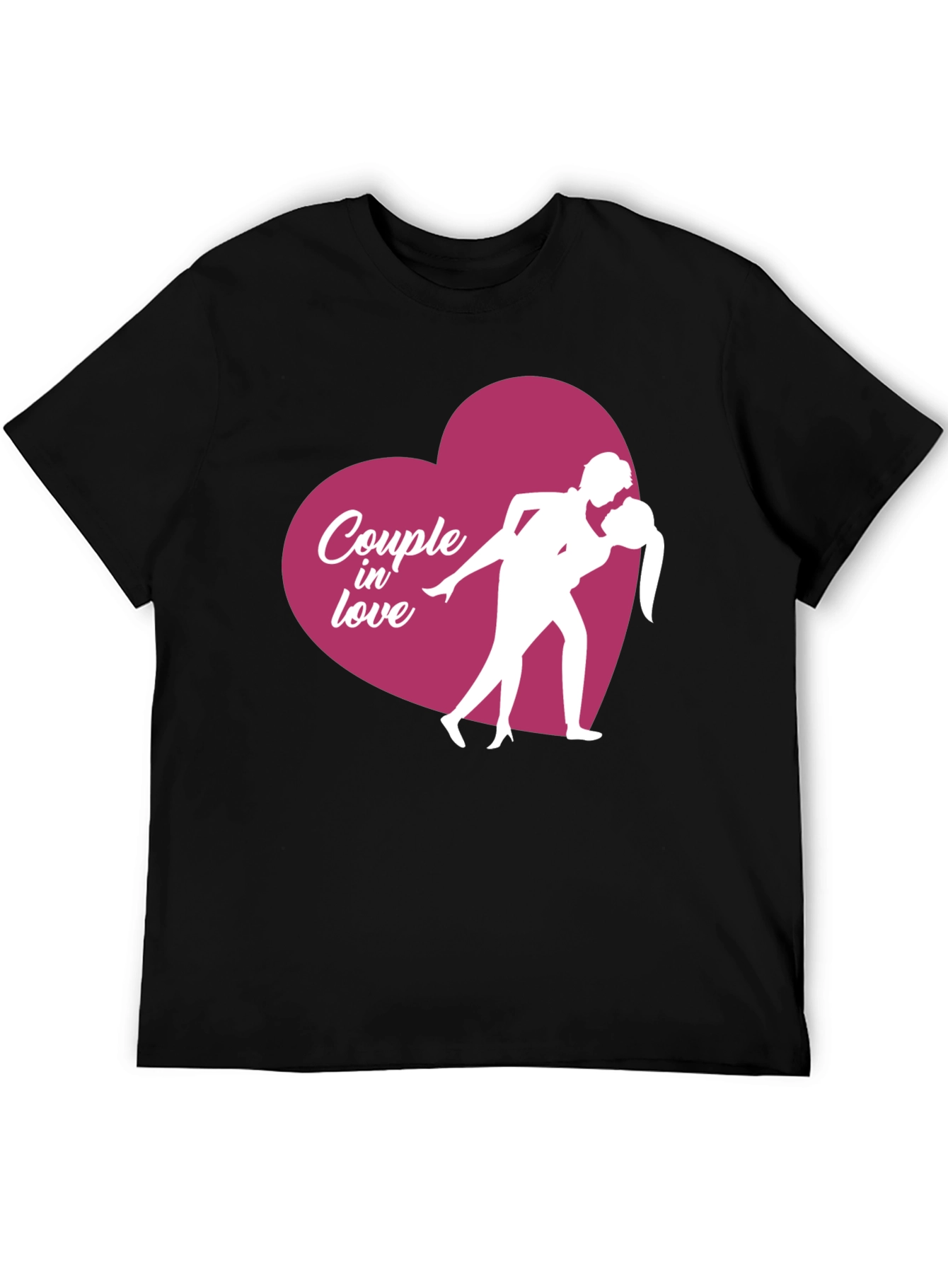 Couple in Love Graphic T-Shirt - Black