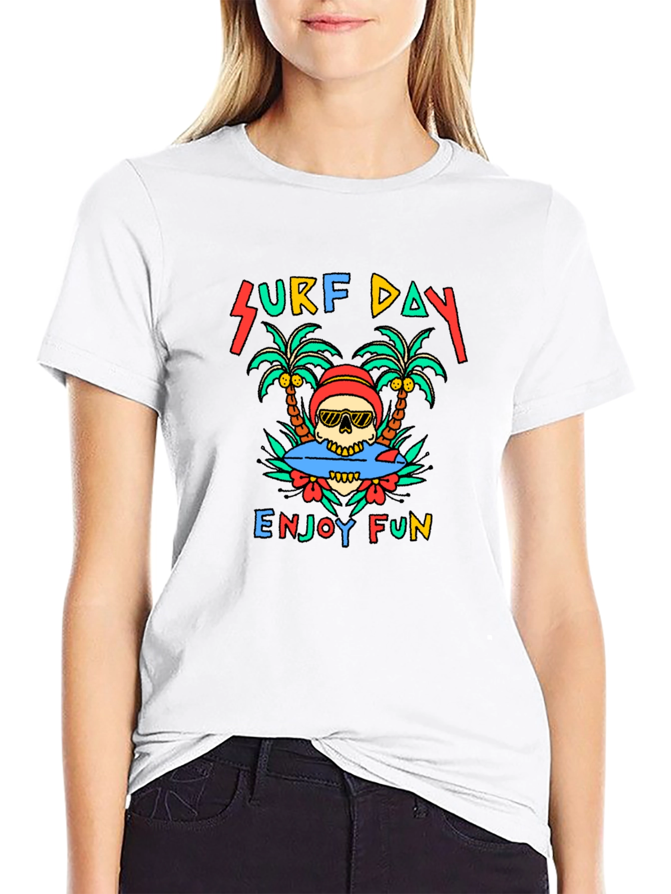 Surf Day Skull Graphic Tee