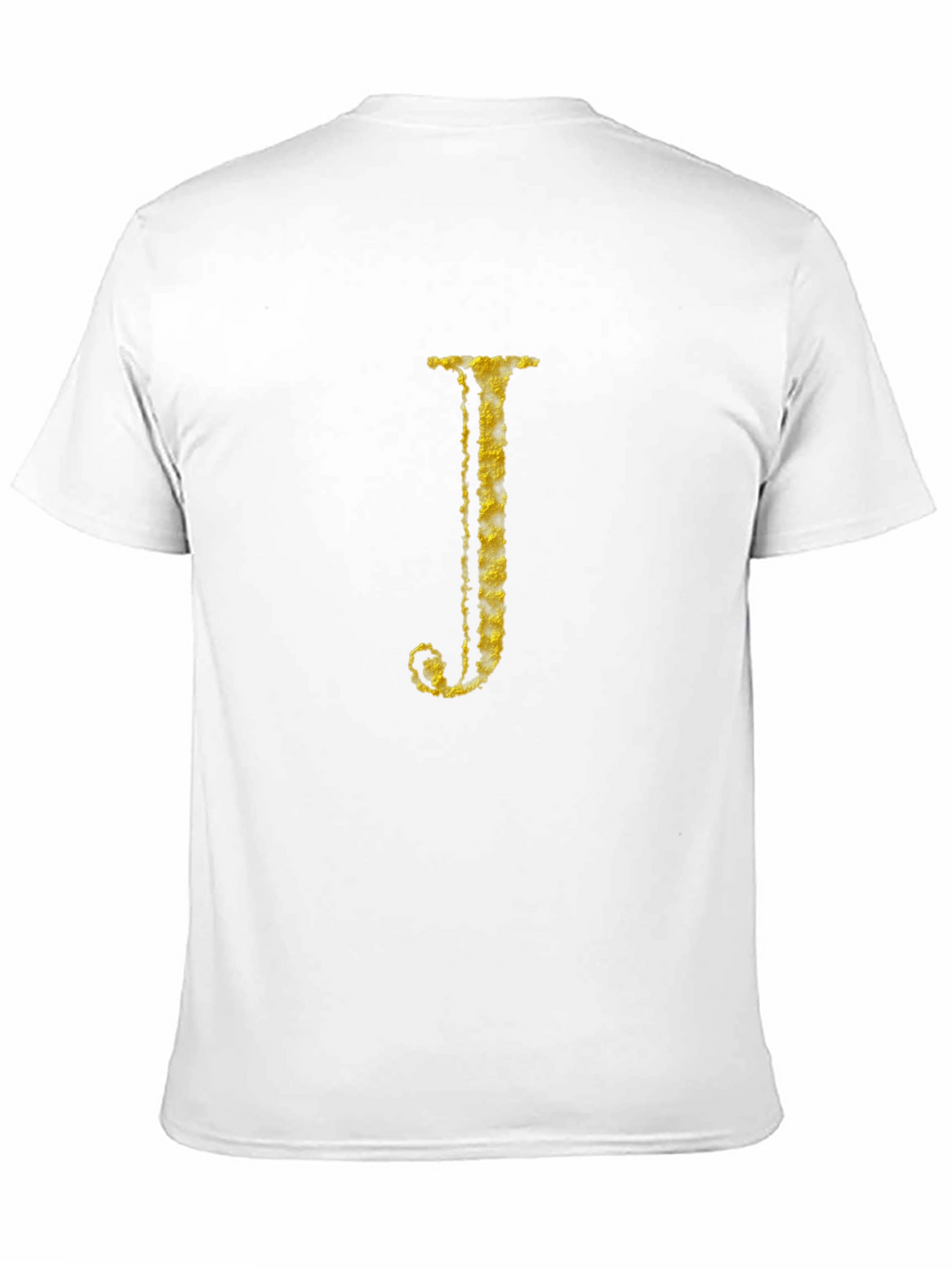Letter J Gold Texture Print Black T-Shirt