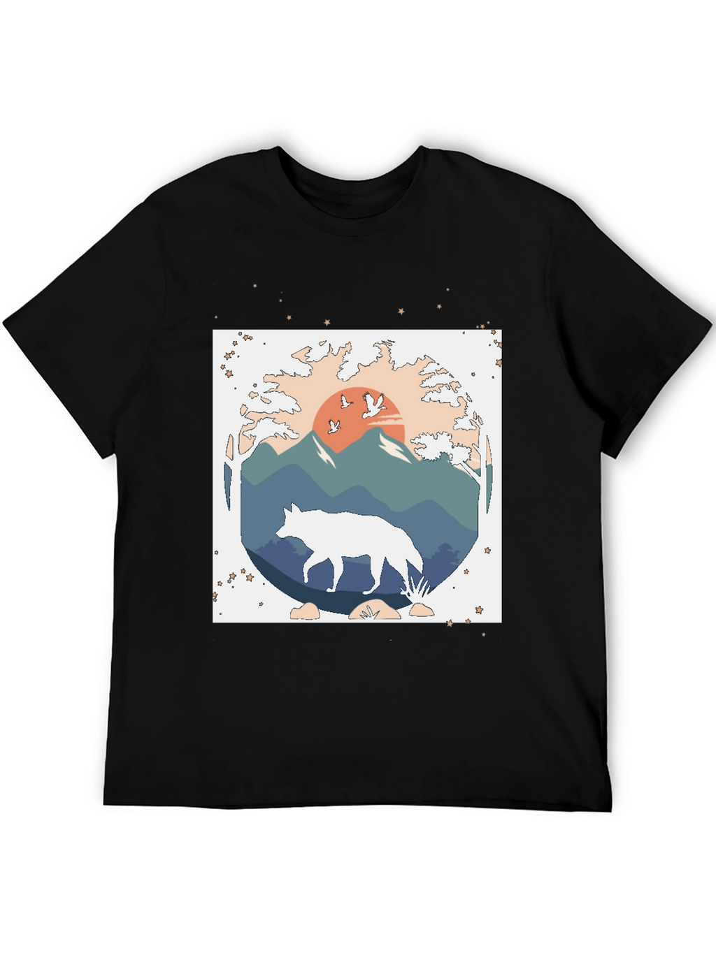 Wolf Nature Graphic Tee - Black