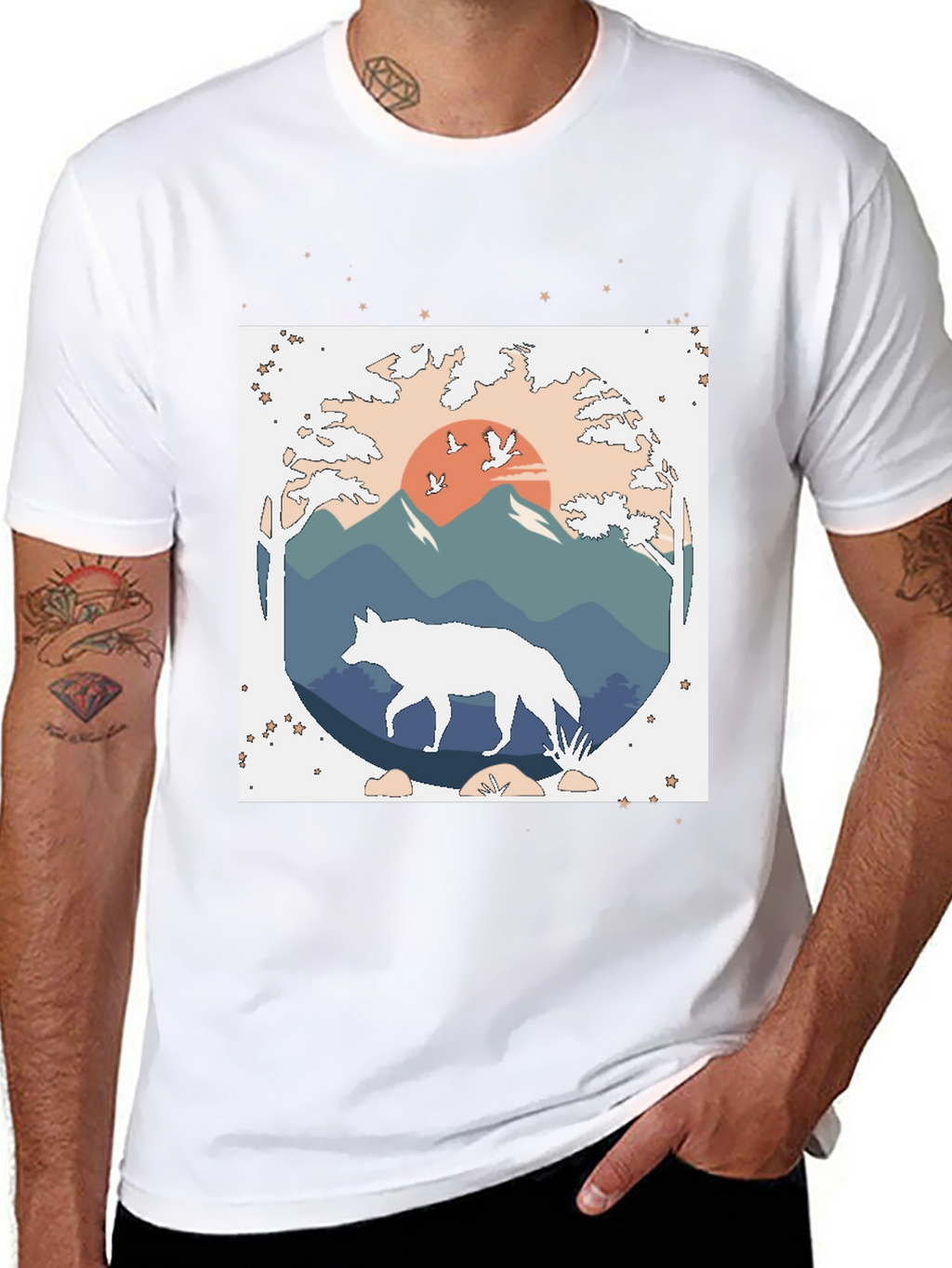 Wolf Nature Graphic Tee - Black