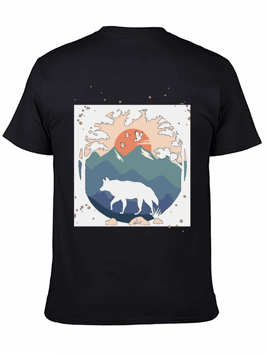 Wolf Nature Graphic Tee - Black