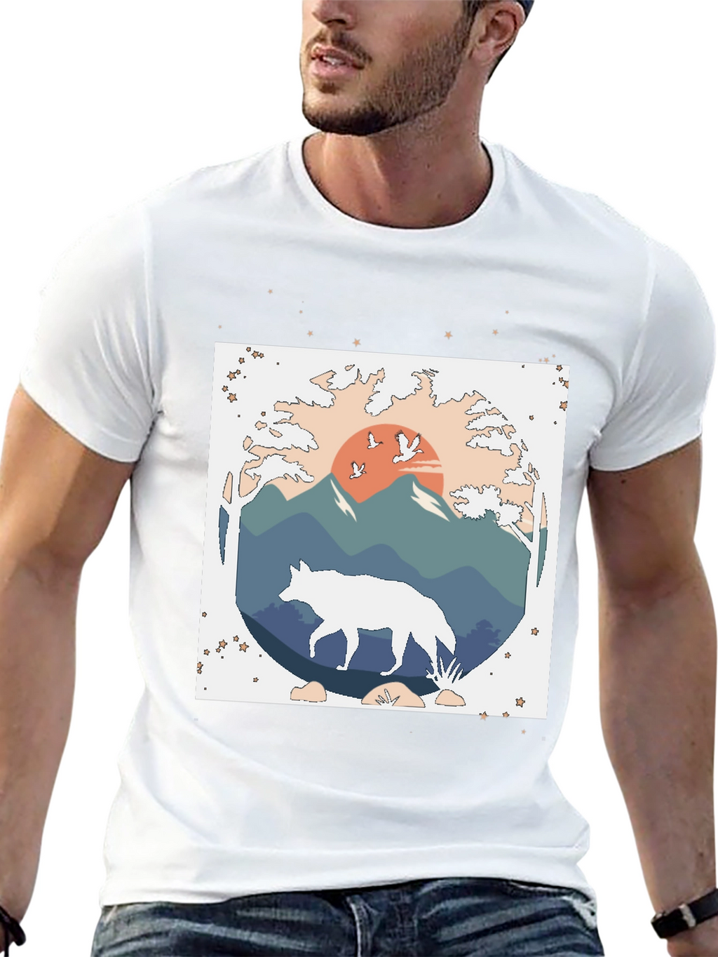 Wolf Nature Graphic Tee - Black