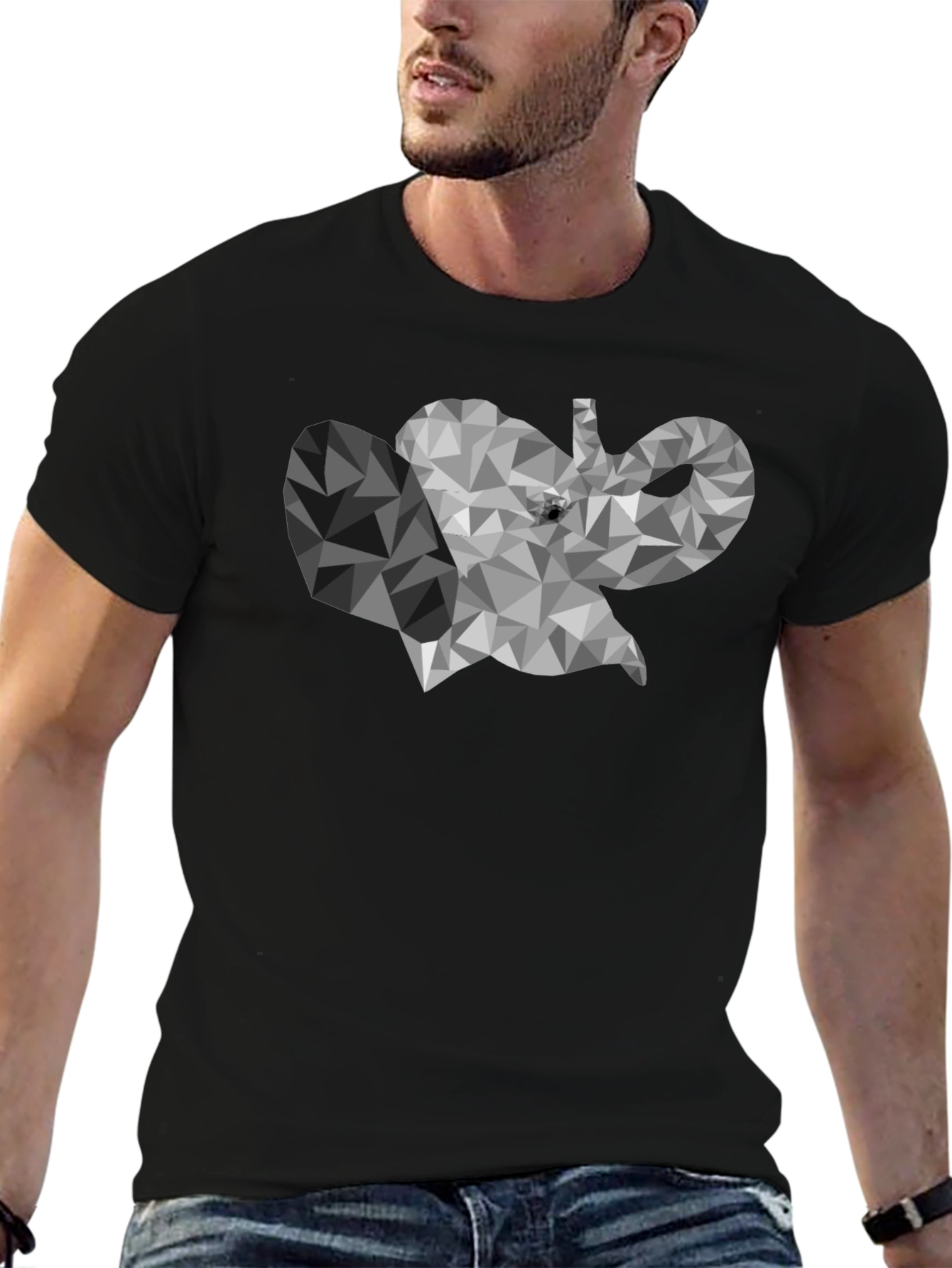 Geometric Elephant Graphic T-Shirt - Modern Style