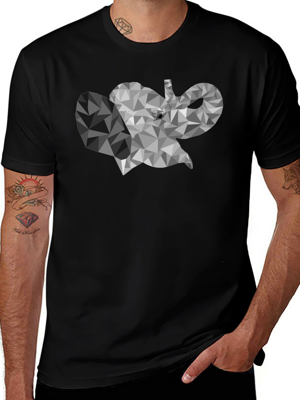 Geometric Elephant Graphic T-Shirt - Modern Style