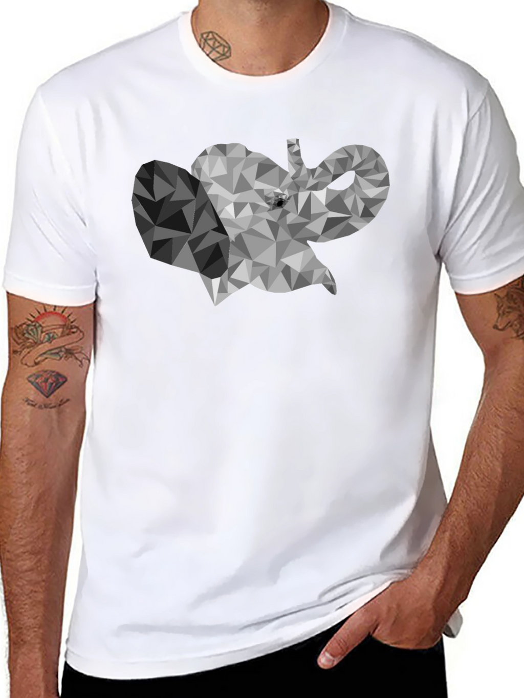 Geometric Elephant Graphic T-Shirt - Modern Style