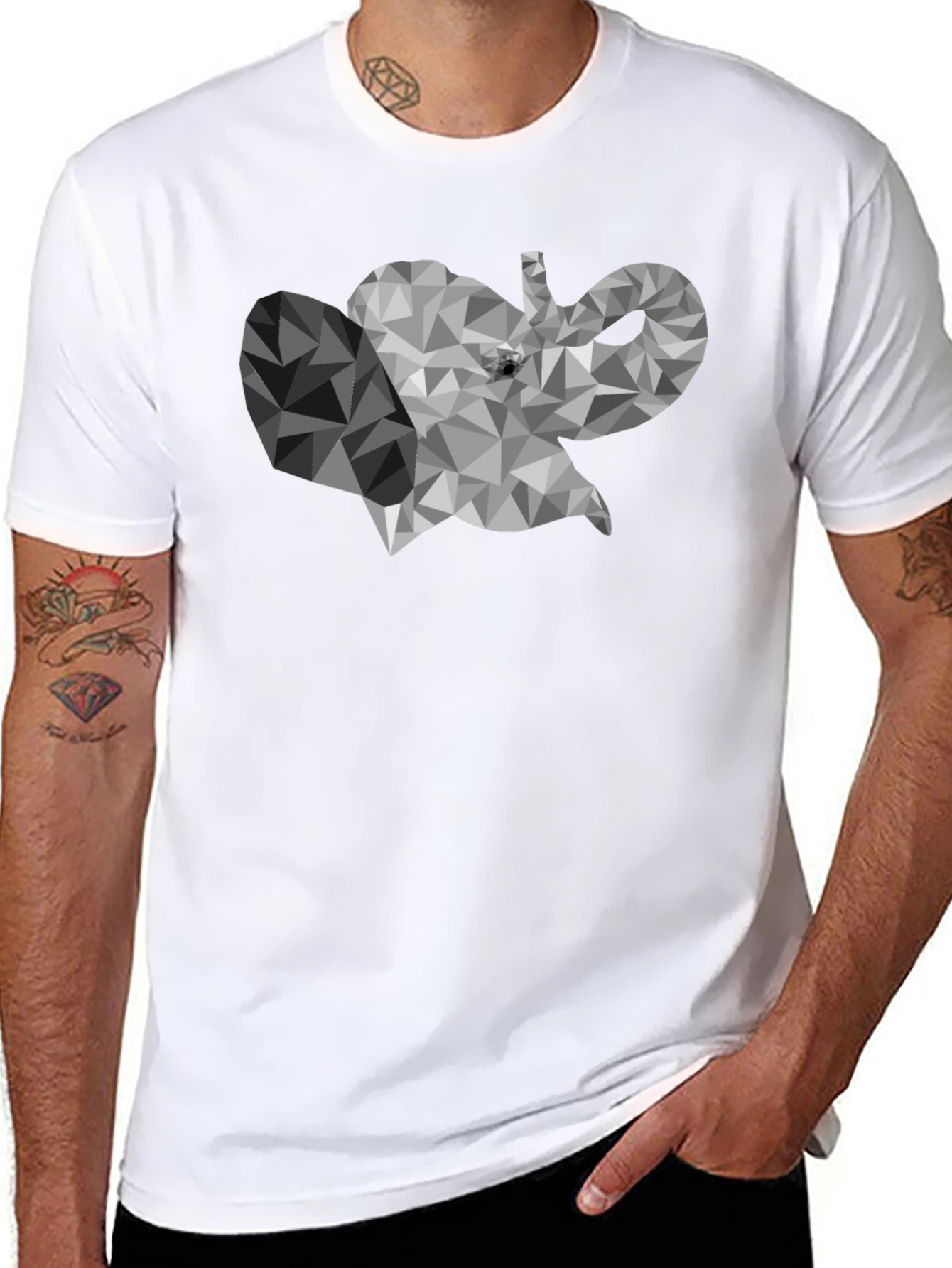 Geometric Elephant Graphic T-Shirt - Modern Style
