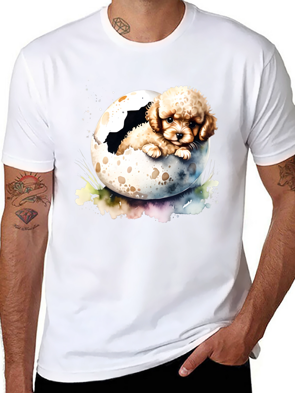 Cute Puppy in Eggshell Mens T-Shirt